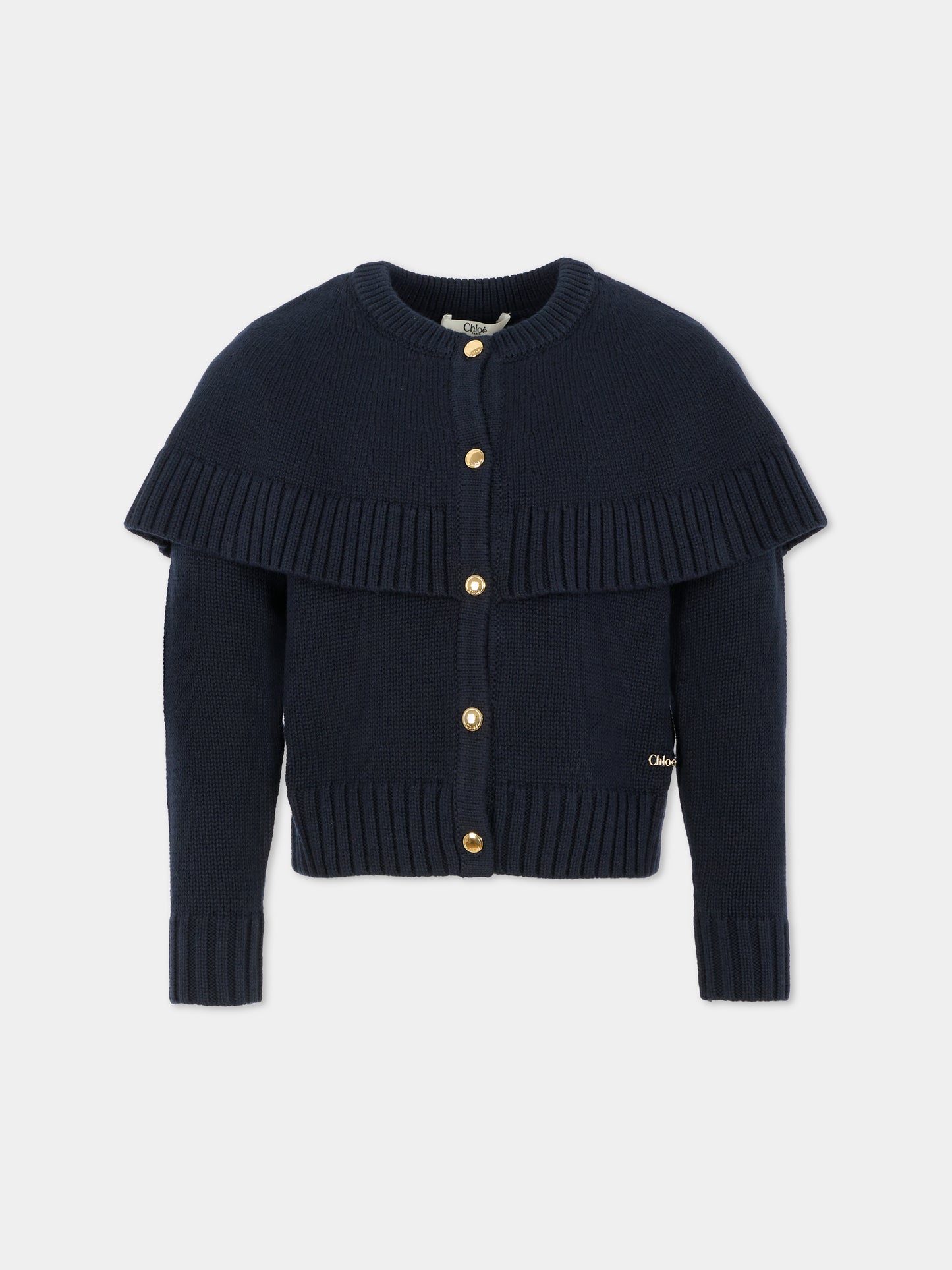 Cardigan blu per bambina con logo,Chloé Kids,C20639 859