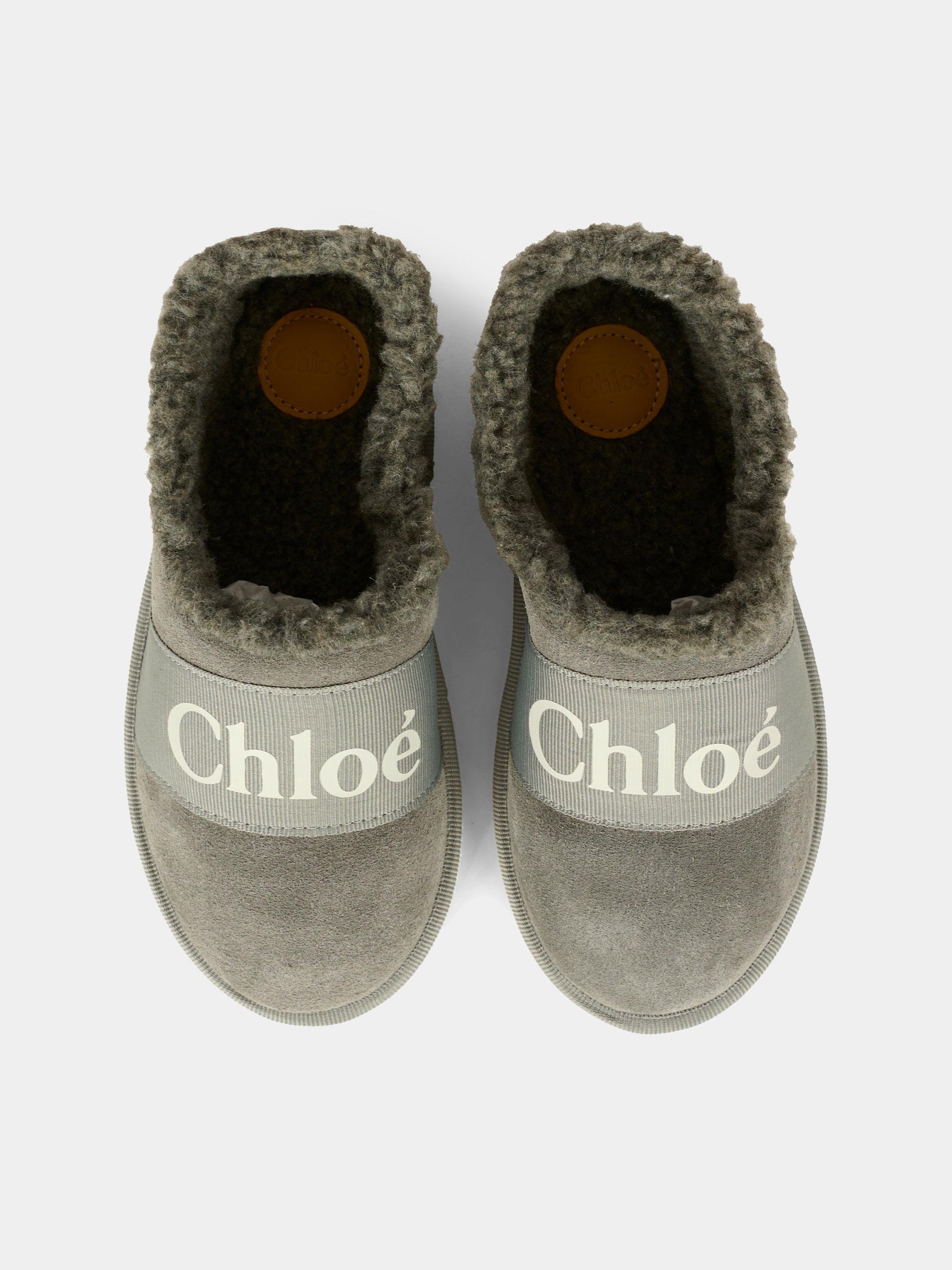 Sabot grigi per bambina con logo,Chloé Kids,C20692 047