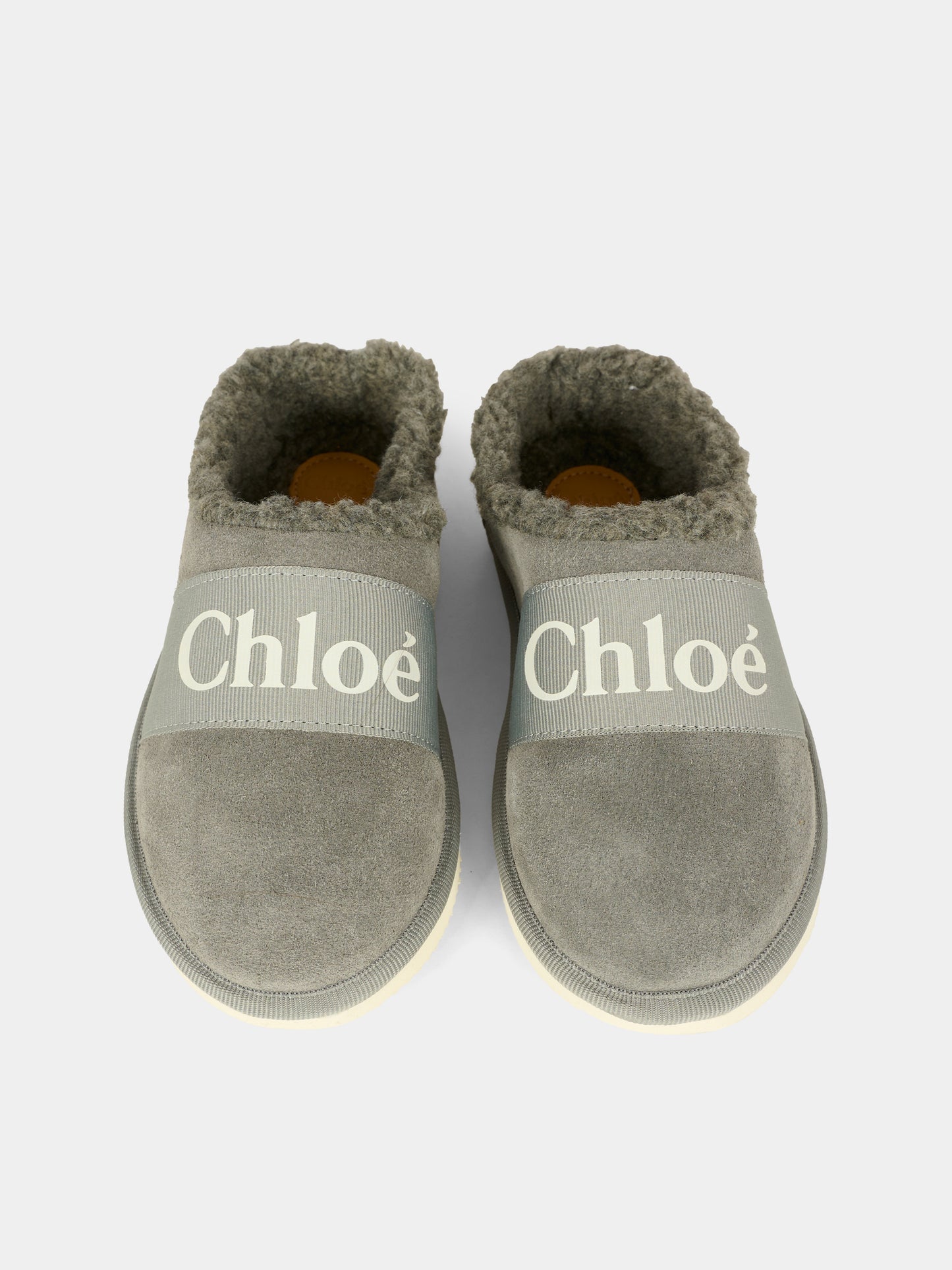 Sabot grigi per bambina con logo,Chloé Kids,C20692 047