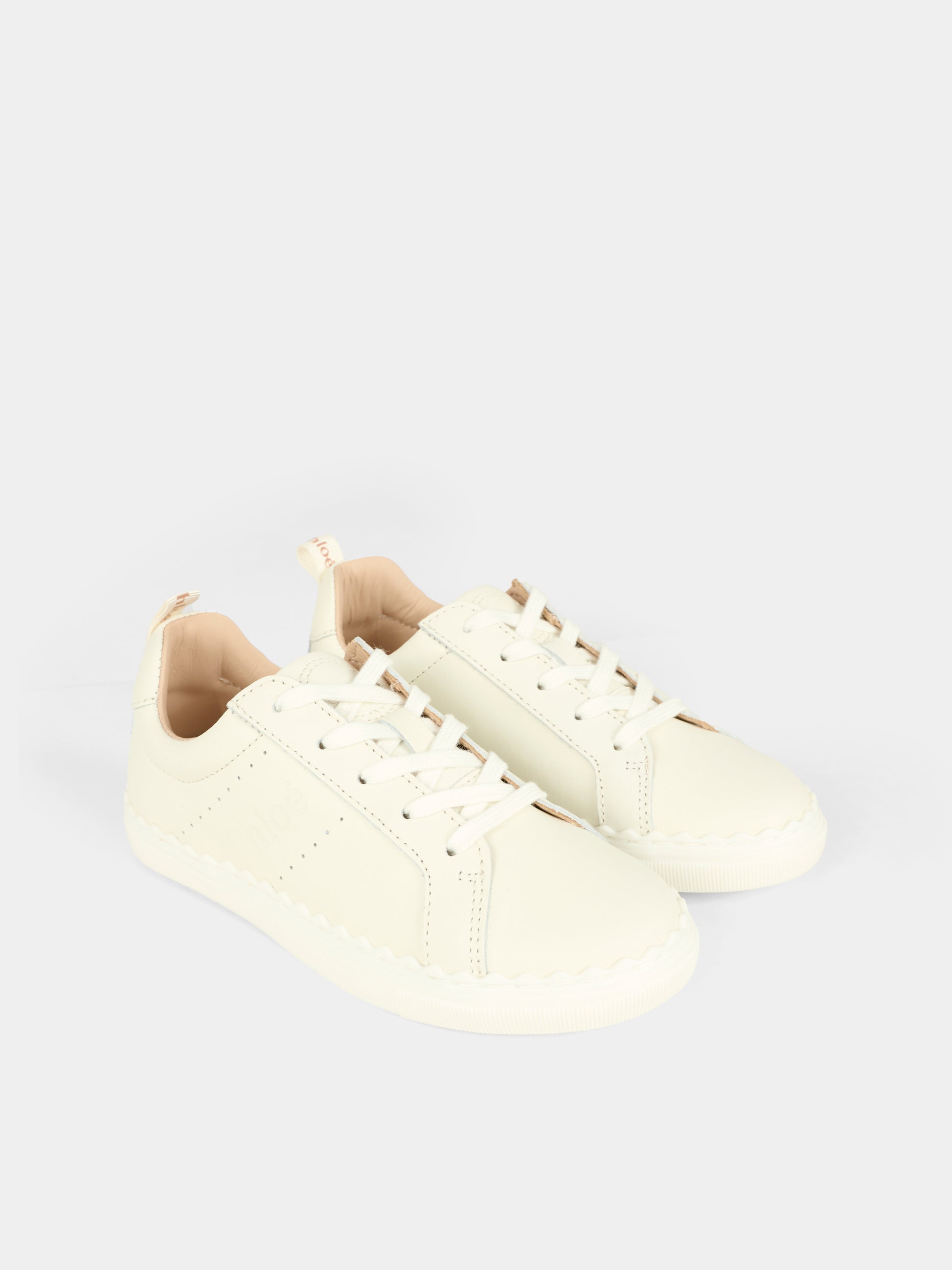 Sneakers bianche per bambina con logo,Chloé Kids,C20698 117