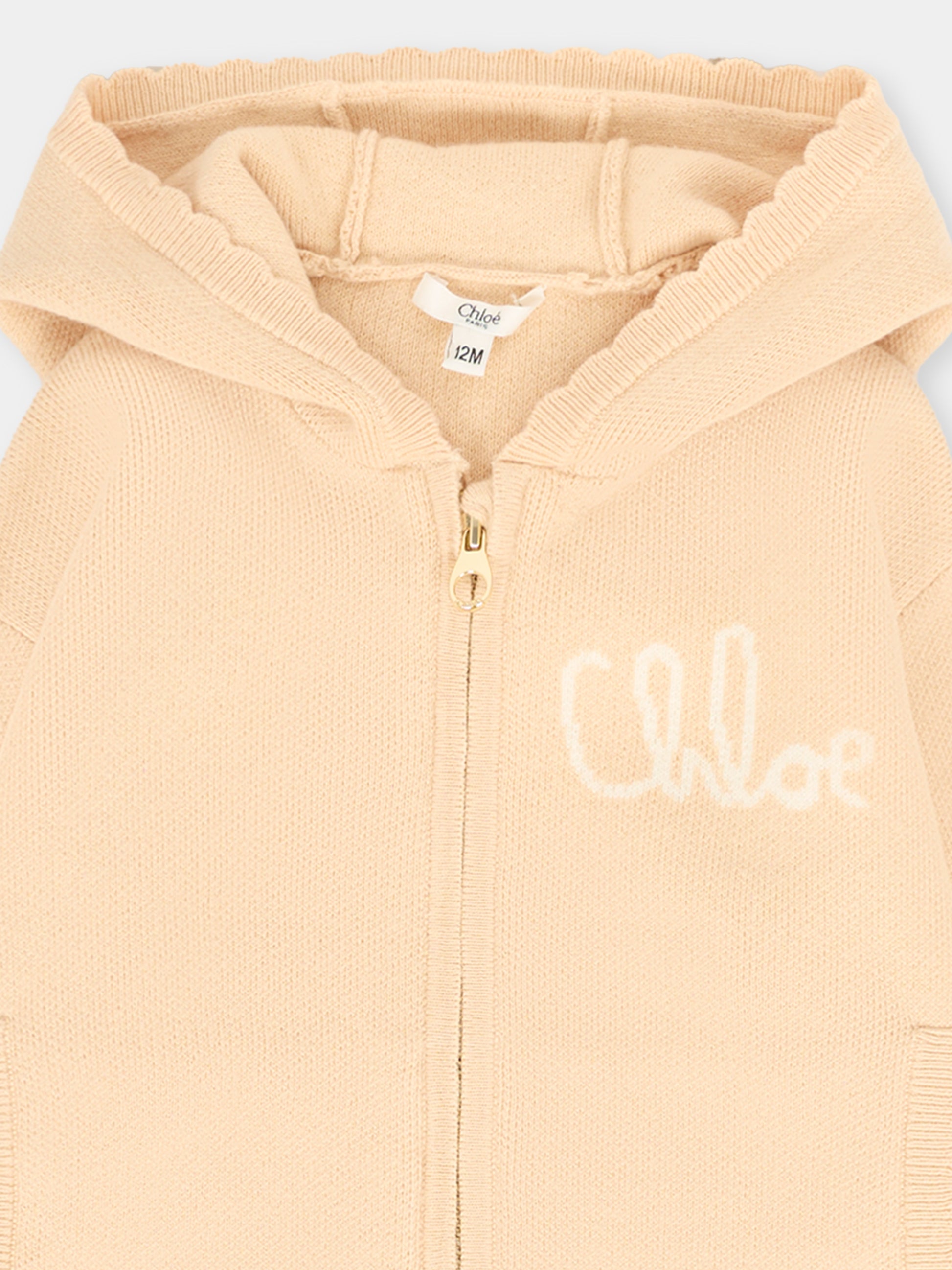 Completo beige per neonata con logo,Chloé Kids,C20721 257