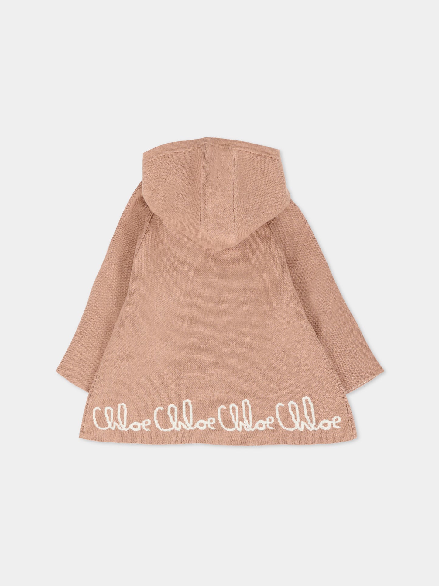 Cappa beige per neonata con logo,Chloé Kids,C20802 244