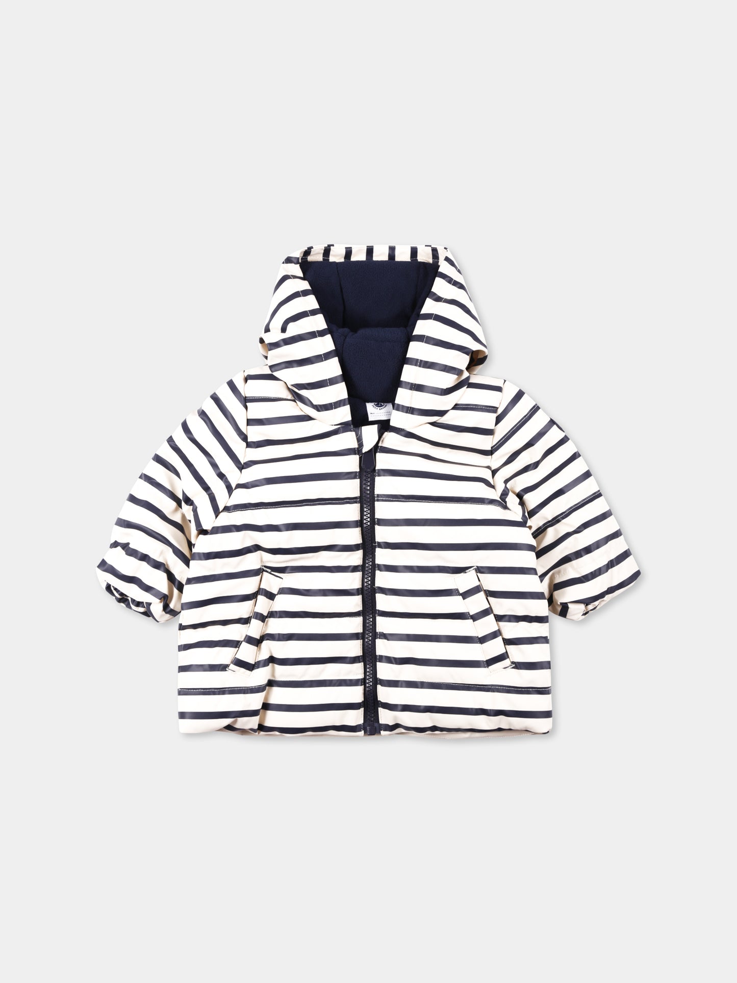 Piumino avorio per neonati con logo,Petit Bateau,A0B42 01