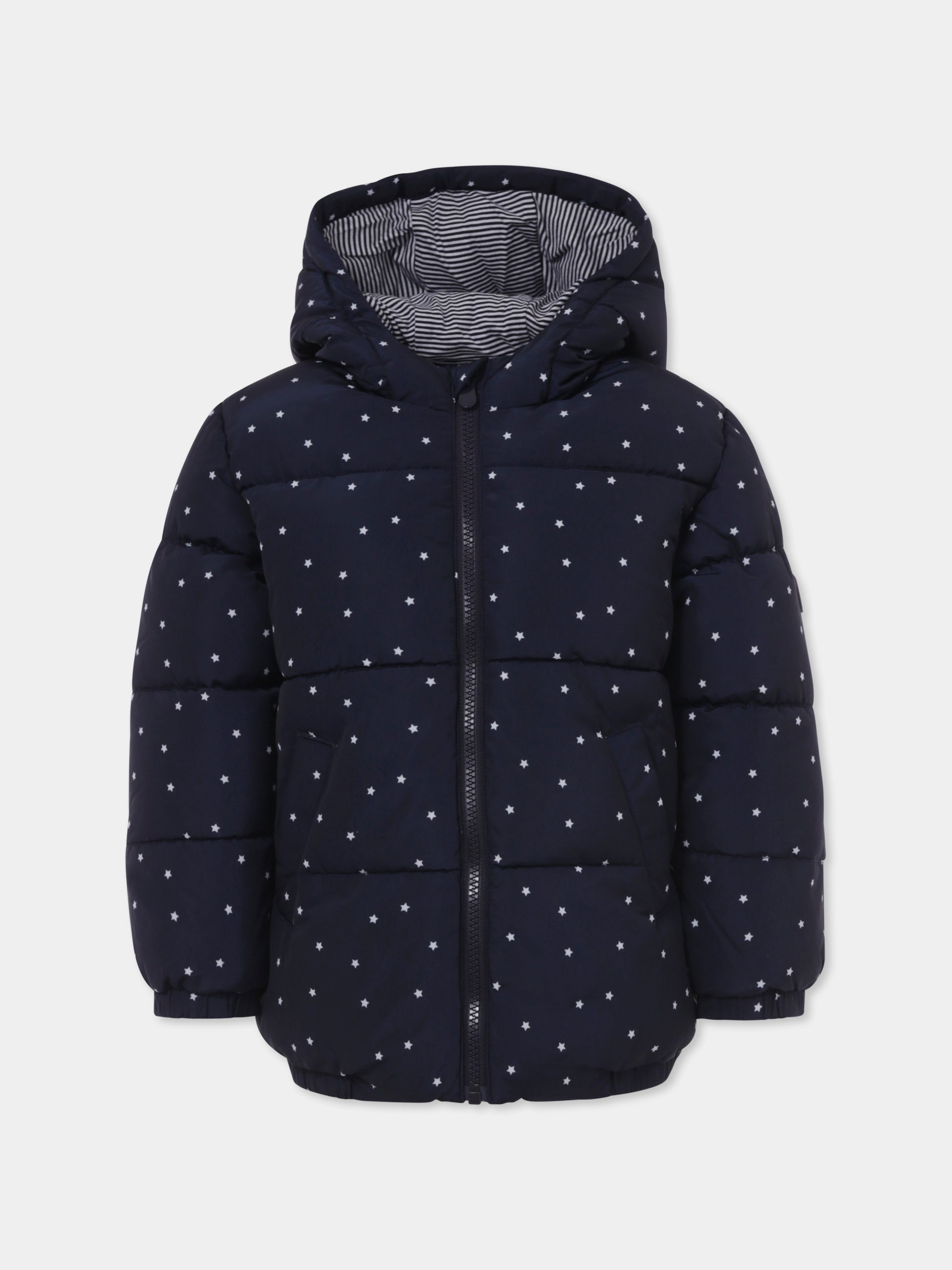 Piumino blu per bambini con stelle all over,Petit Bateau,A0BAW01