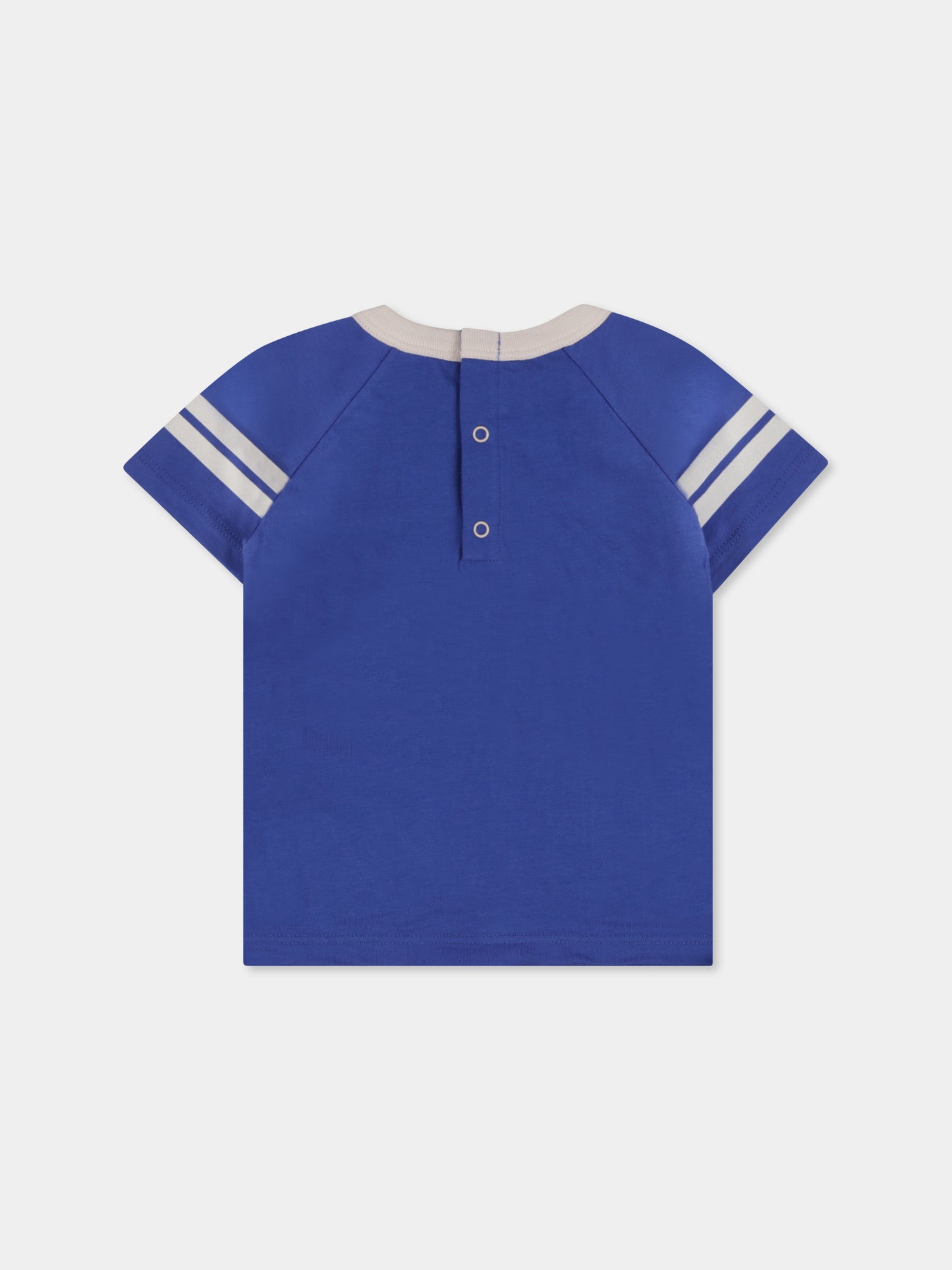 T-shirt blu per neonato con logo e scritta,Petit Bateau,A0BDX 01