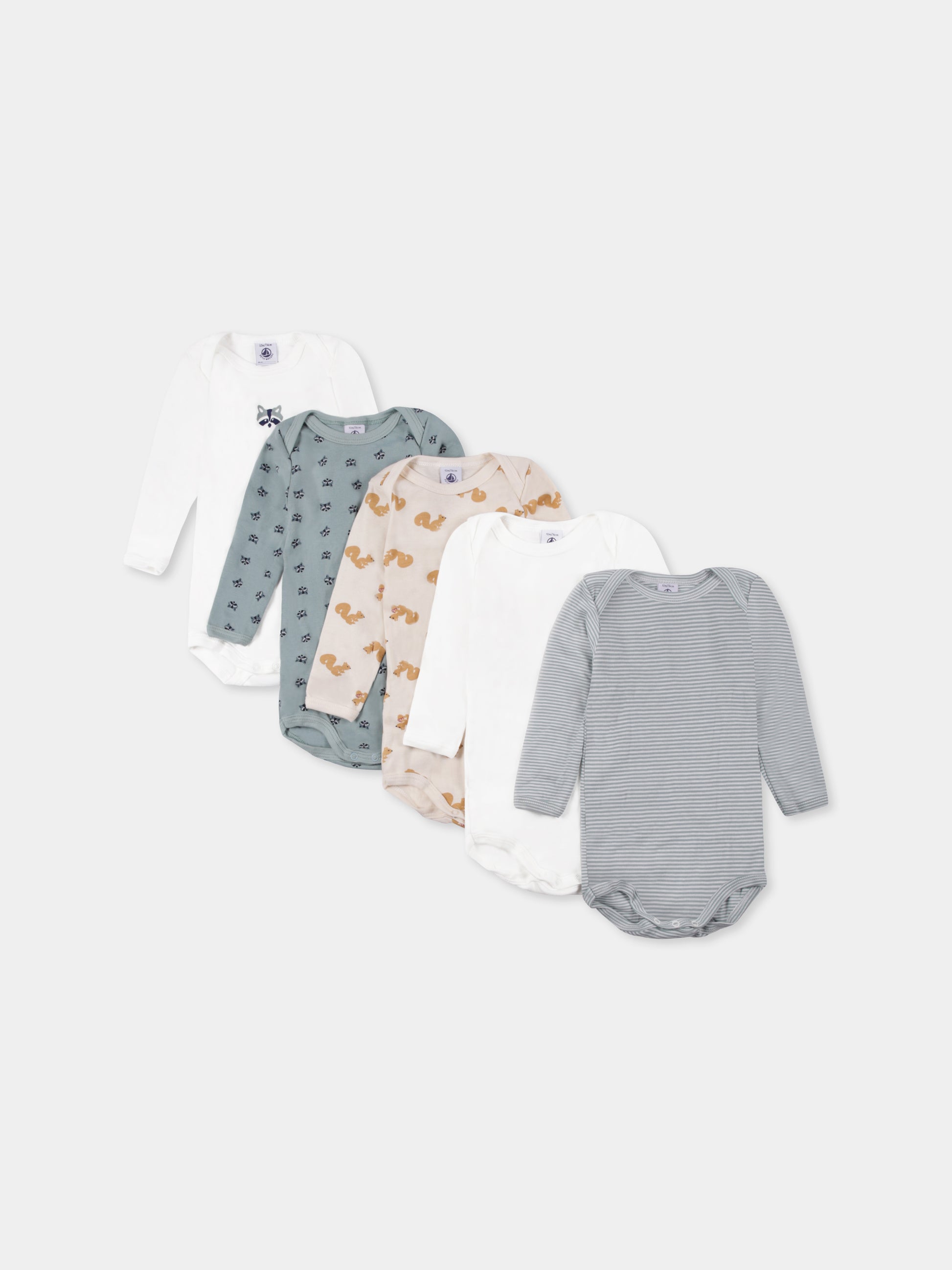 Set body multicolor per neonati con scoiattolo e puzzola,Petit Bateau,A0BGN 00