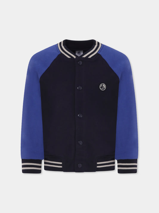 Bomber blu per bambino con logo,Petit Bateau,A0BIQ 01