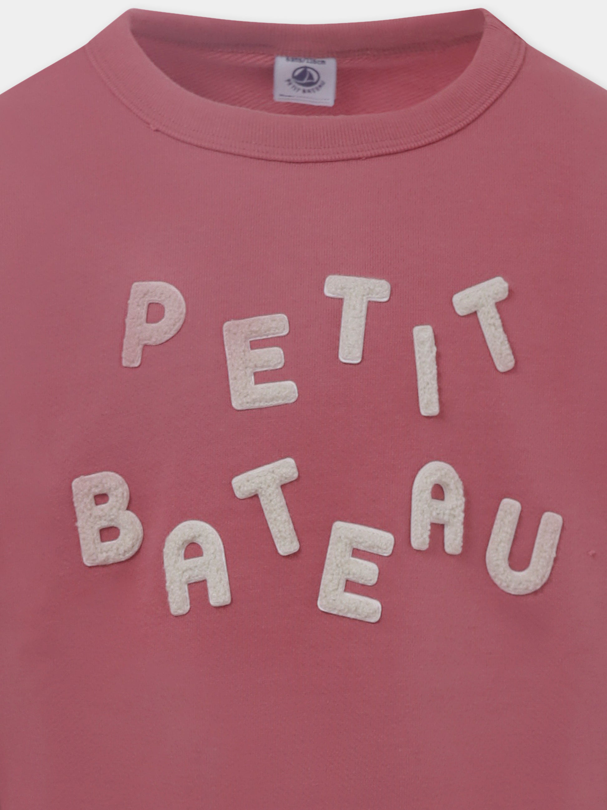 Felpa rosa per bambina con logo,Petit Bateau,A0BJ8 04