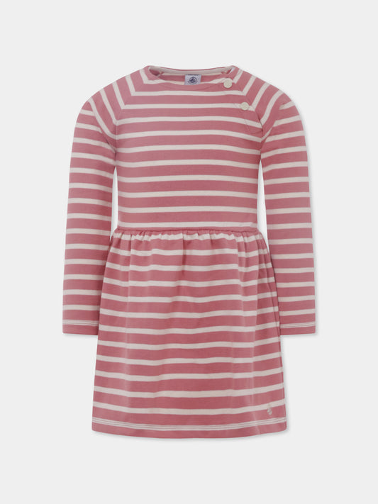 Vestito rosa per bambina con logo,Petit Bateau,A0BOC 01