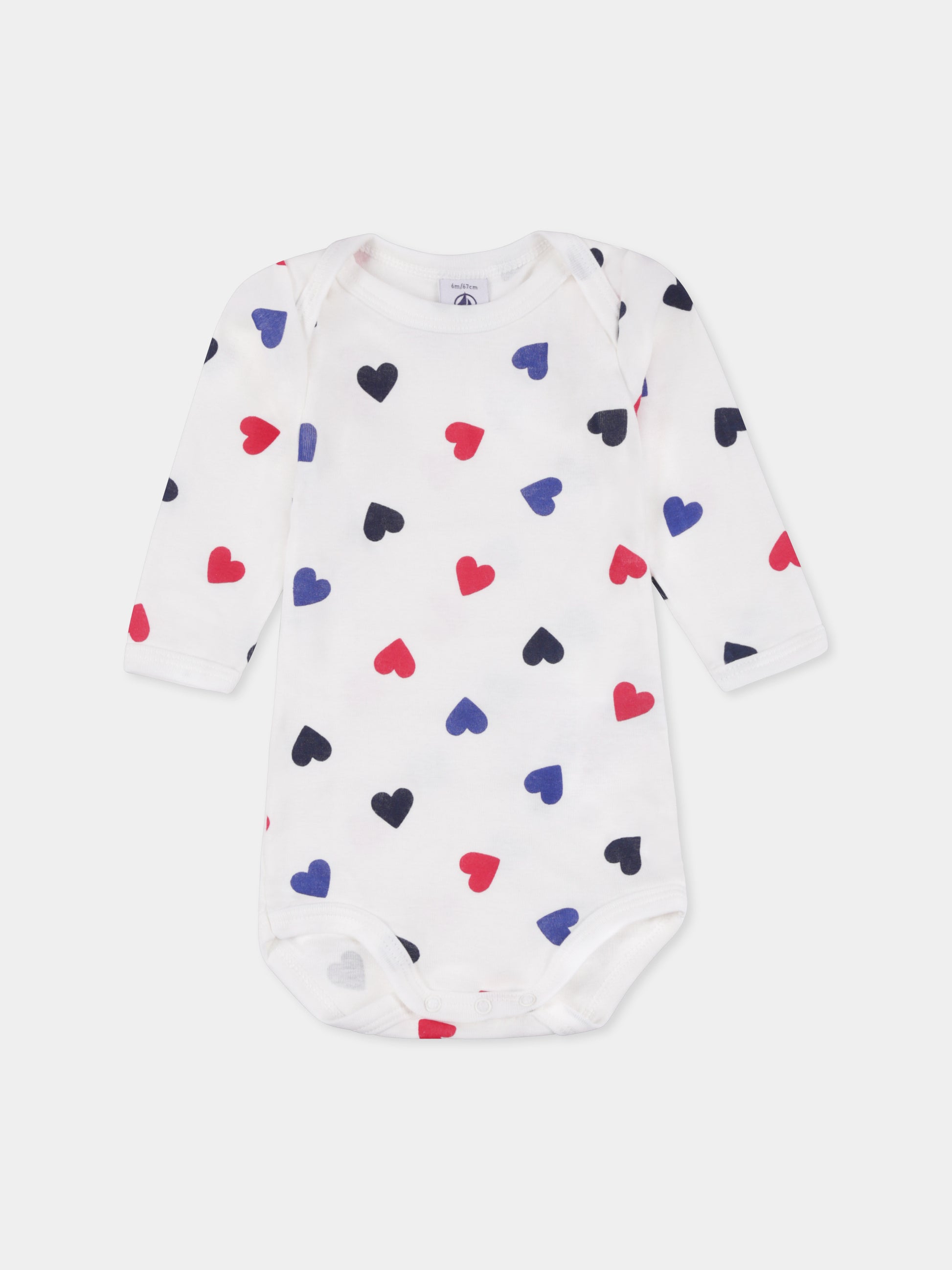 Set body multicolor per neonati con cuori e righe,Petit Bateau,A0BYW 00