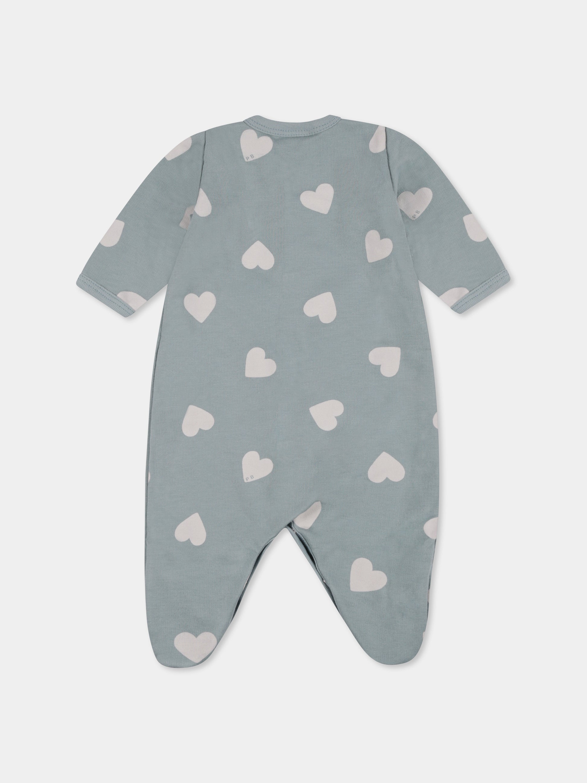Tutina verde per neonati con cuori all over,Petit Bateau,A09FS 01