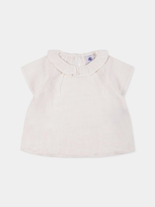 Camicia avorio per neonata,Petit Bateau,A09MD 03
