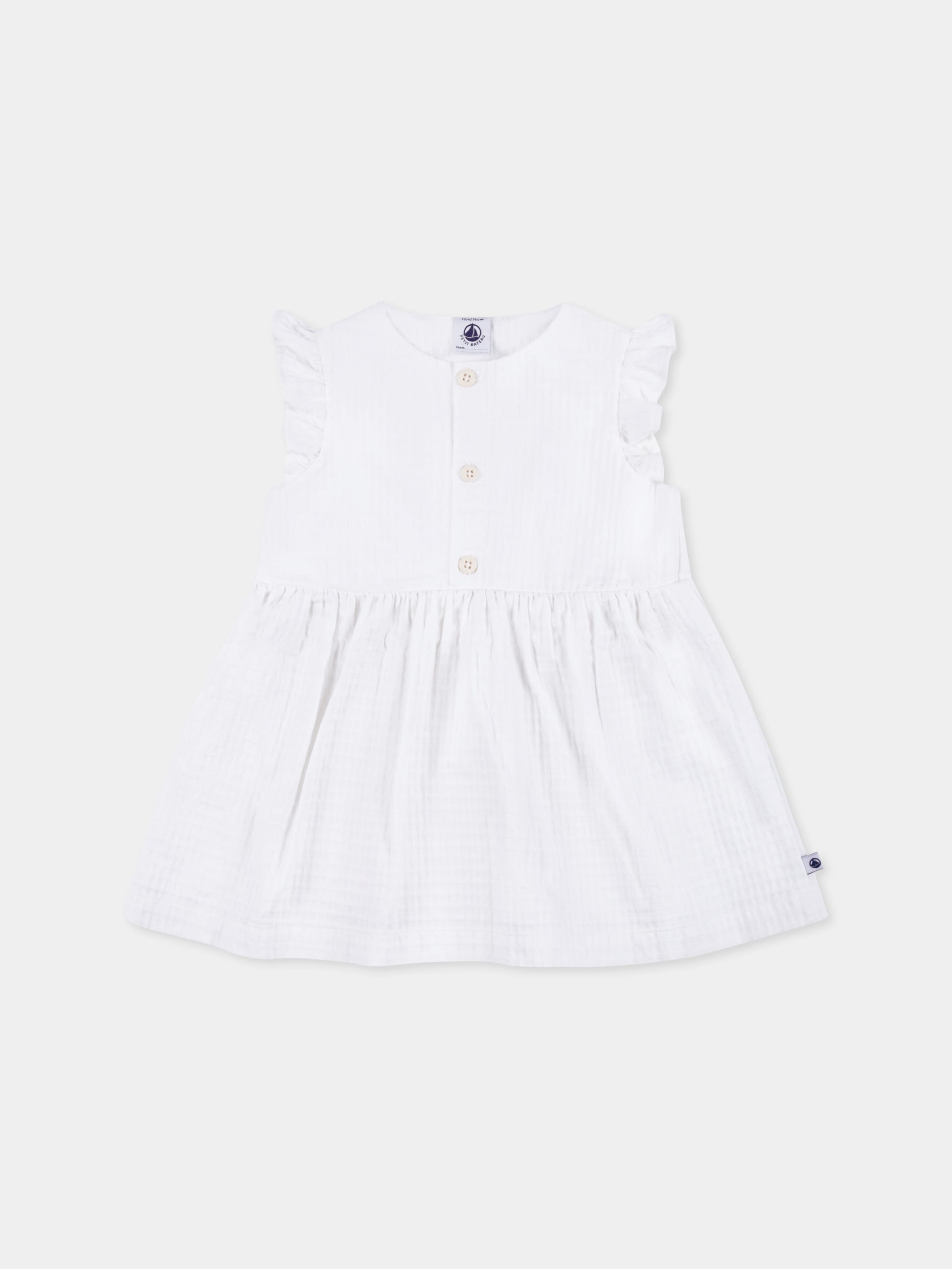 Vestito bianco per neonata,Petit Bateau,A09N4 01