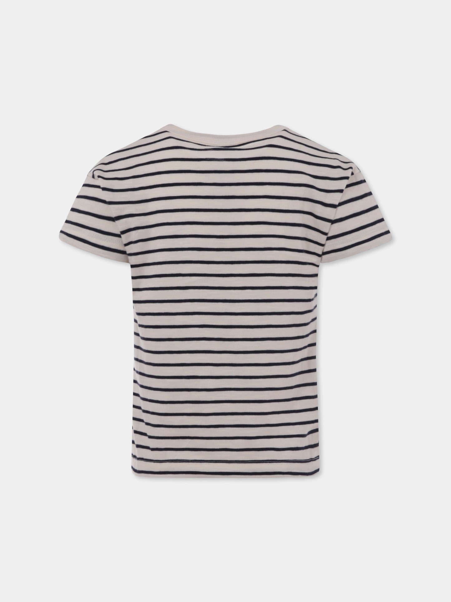 T-shirt avorio per bambini con logo,Petit Bateau,A0A22 01