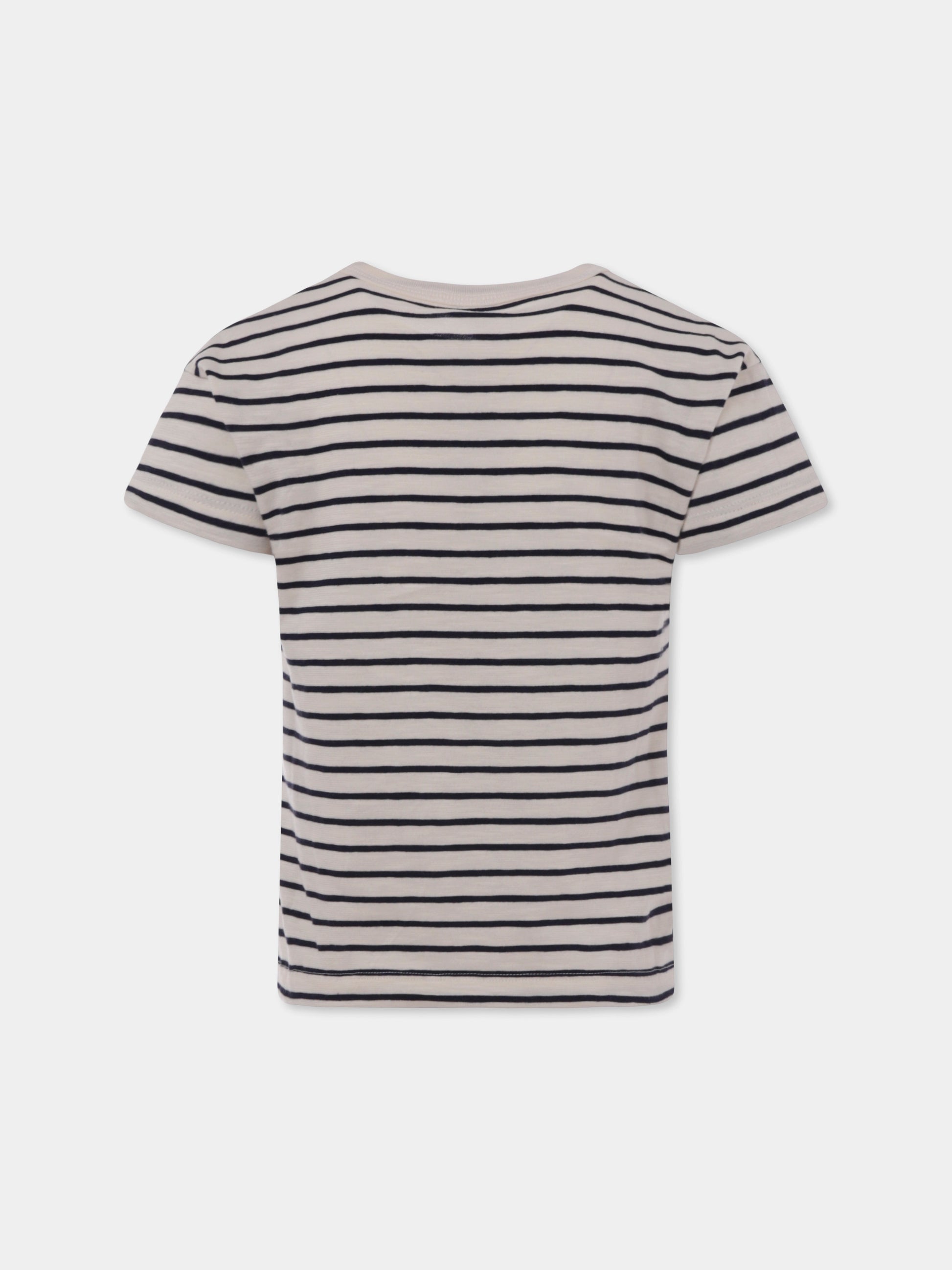 T-shirt avorio per bambini con logo,Petit Bateau,A0A22 01