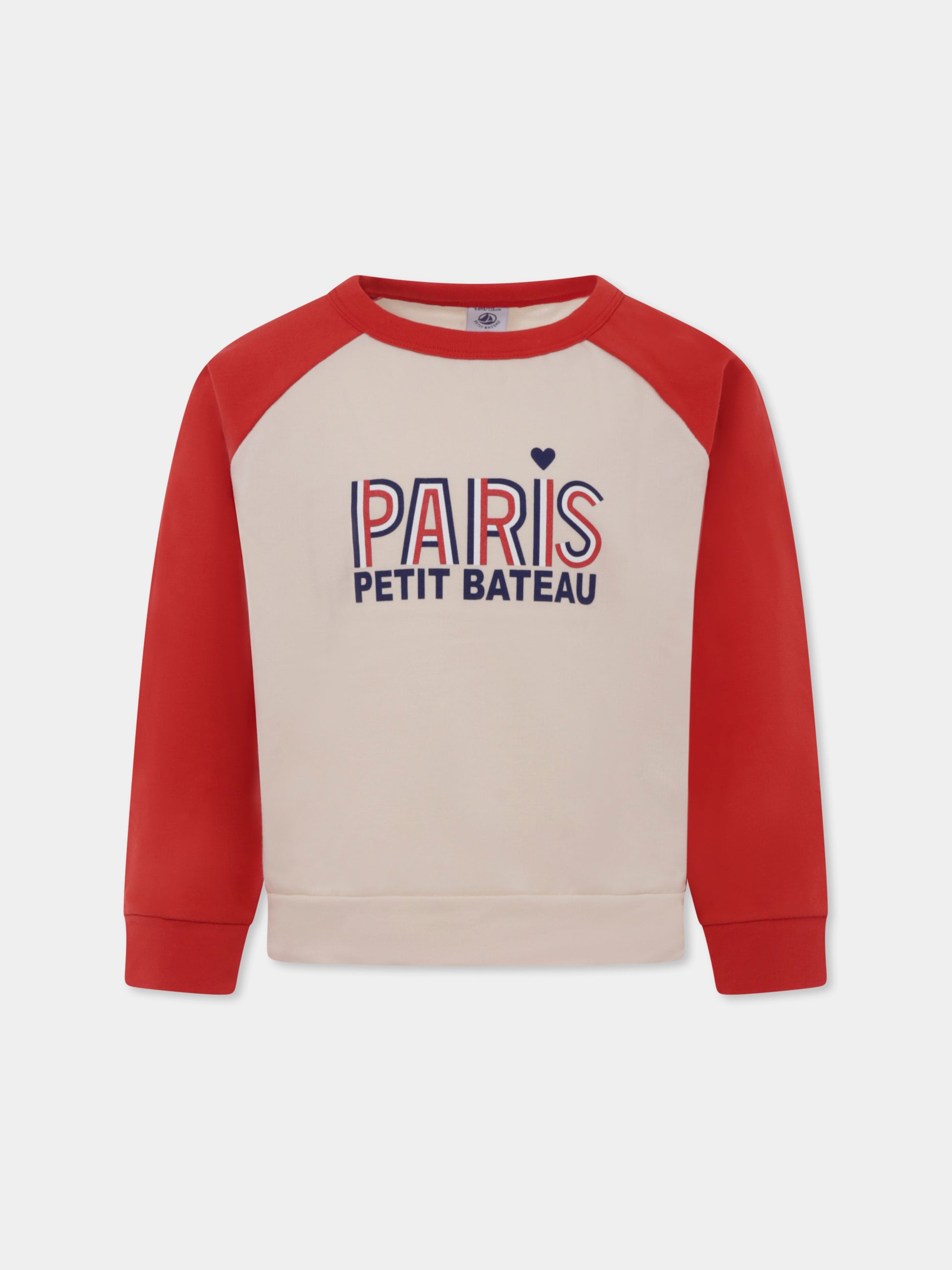 Felpa avorio per bambino con logo e scritta,Petit Bateau,A0A2E 01