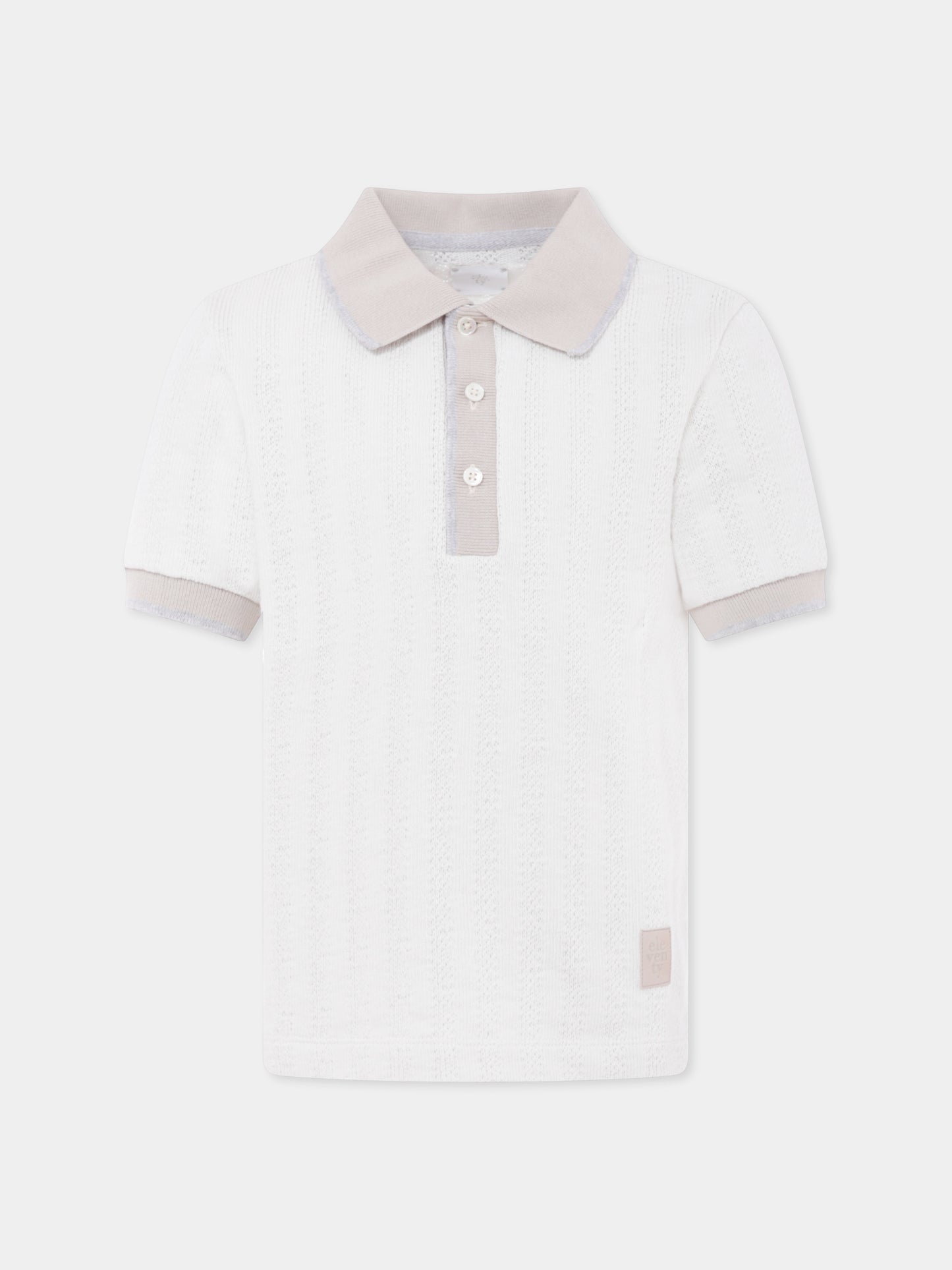 Ivory polo shirt for boy with logo