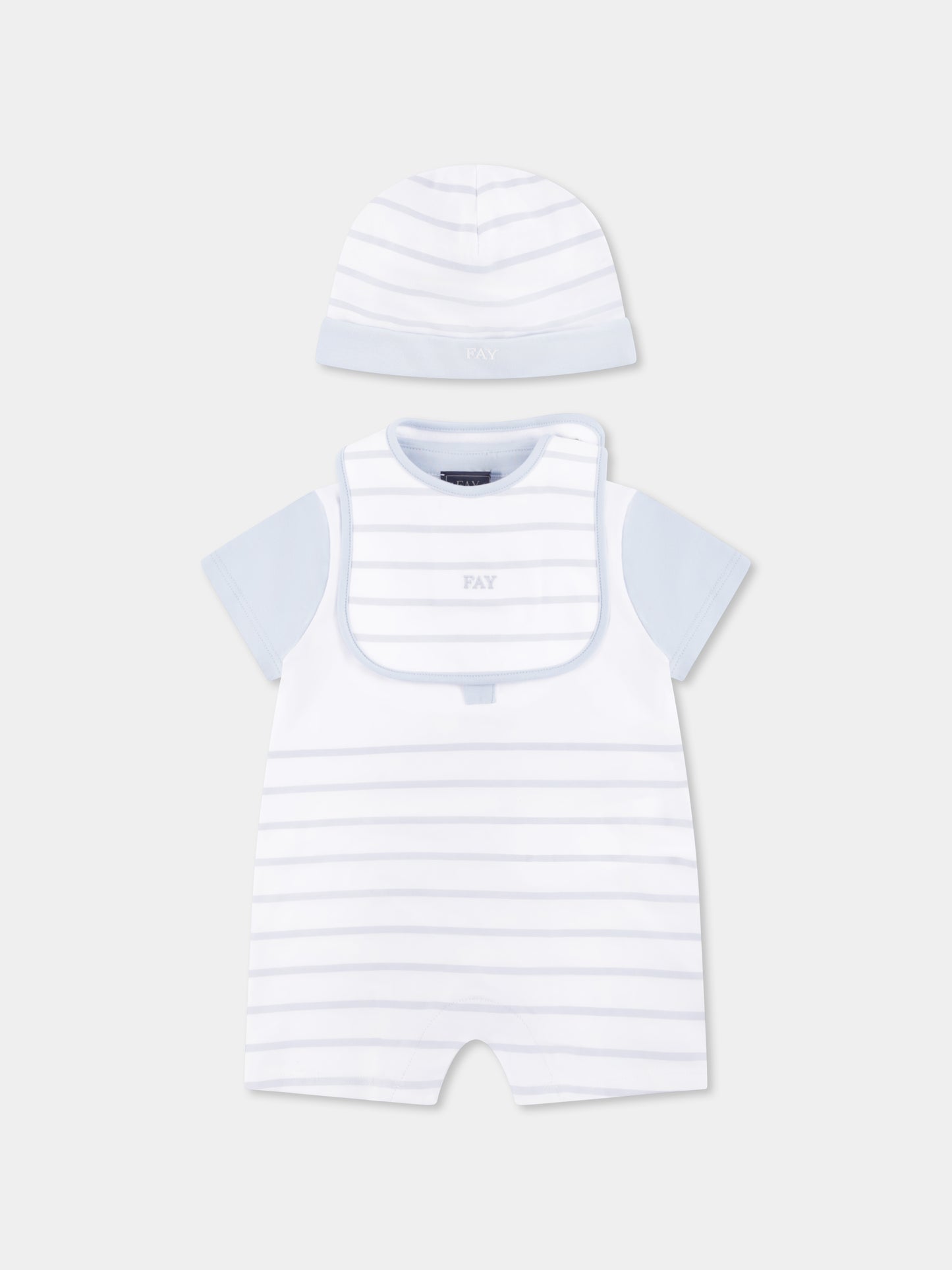 Blue romper set for baby boy with logo