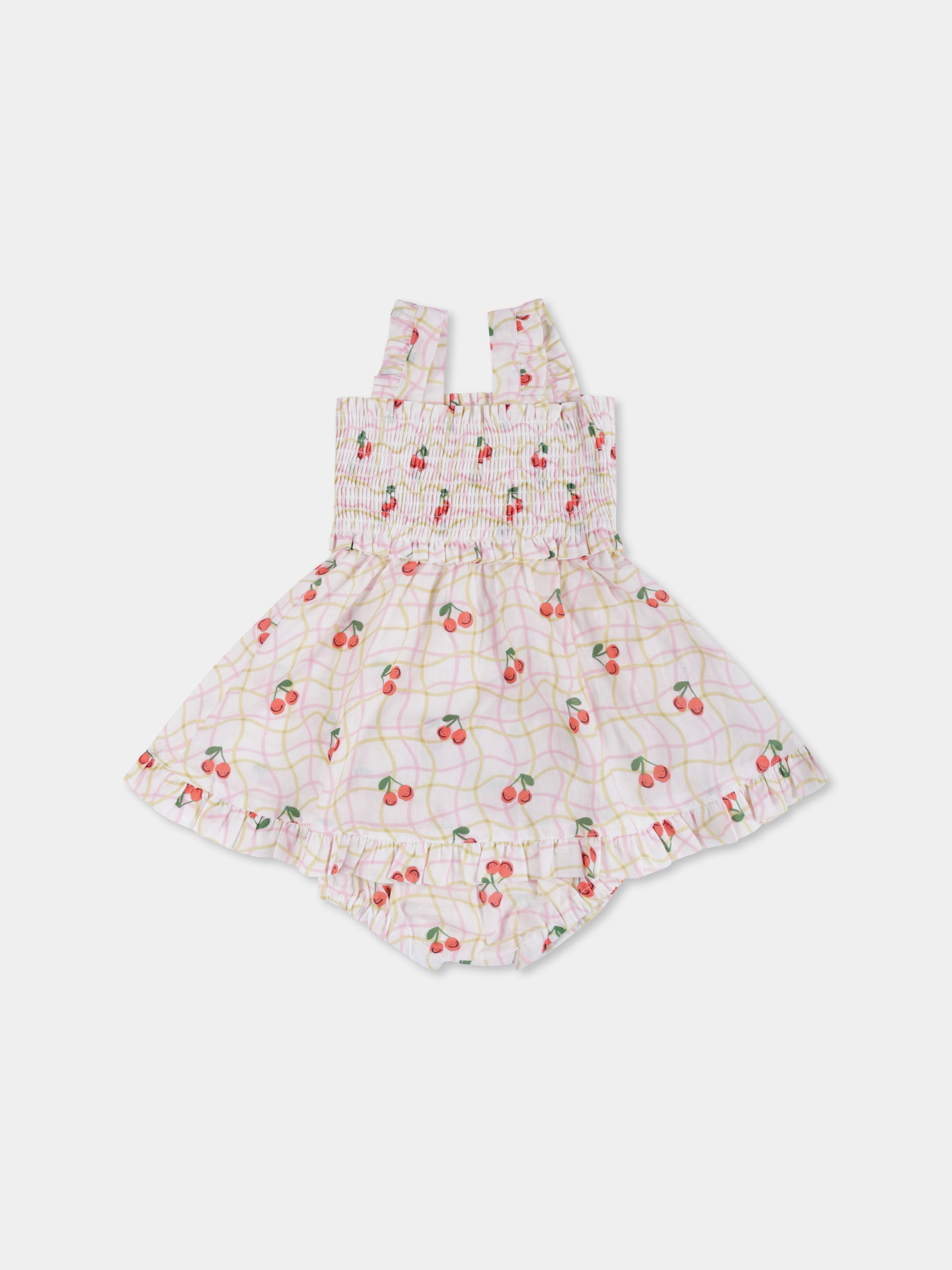 Vestito bianco per neonata con ciliegie all over,Stella Mccartney Kids,TW1082 Z2717 101MC