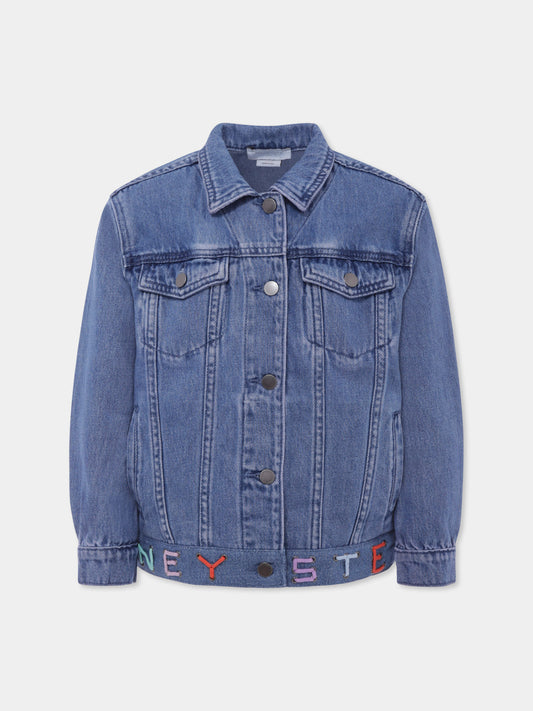 Giubbotto di jeans denim per bambina con logo,Stella Mccartney Kids,TW2B17 Z0746 614
