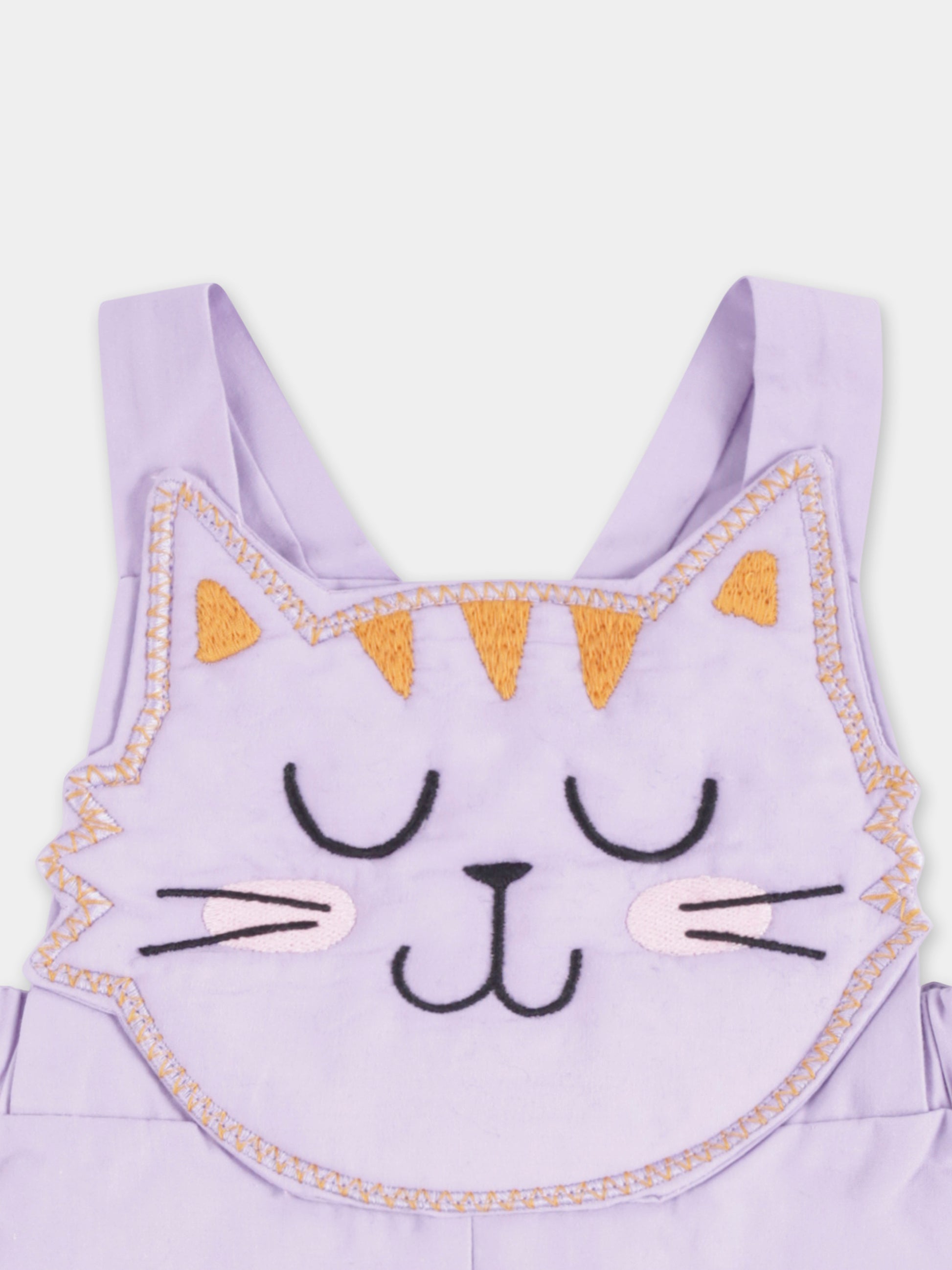 Salopette lilla per neonata con gatto,Stella Mccartney Kids,TWA042 Z0159 572