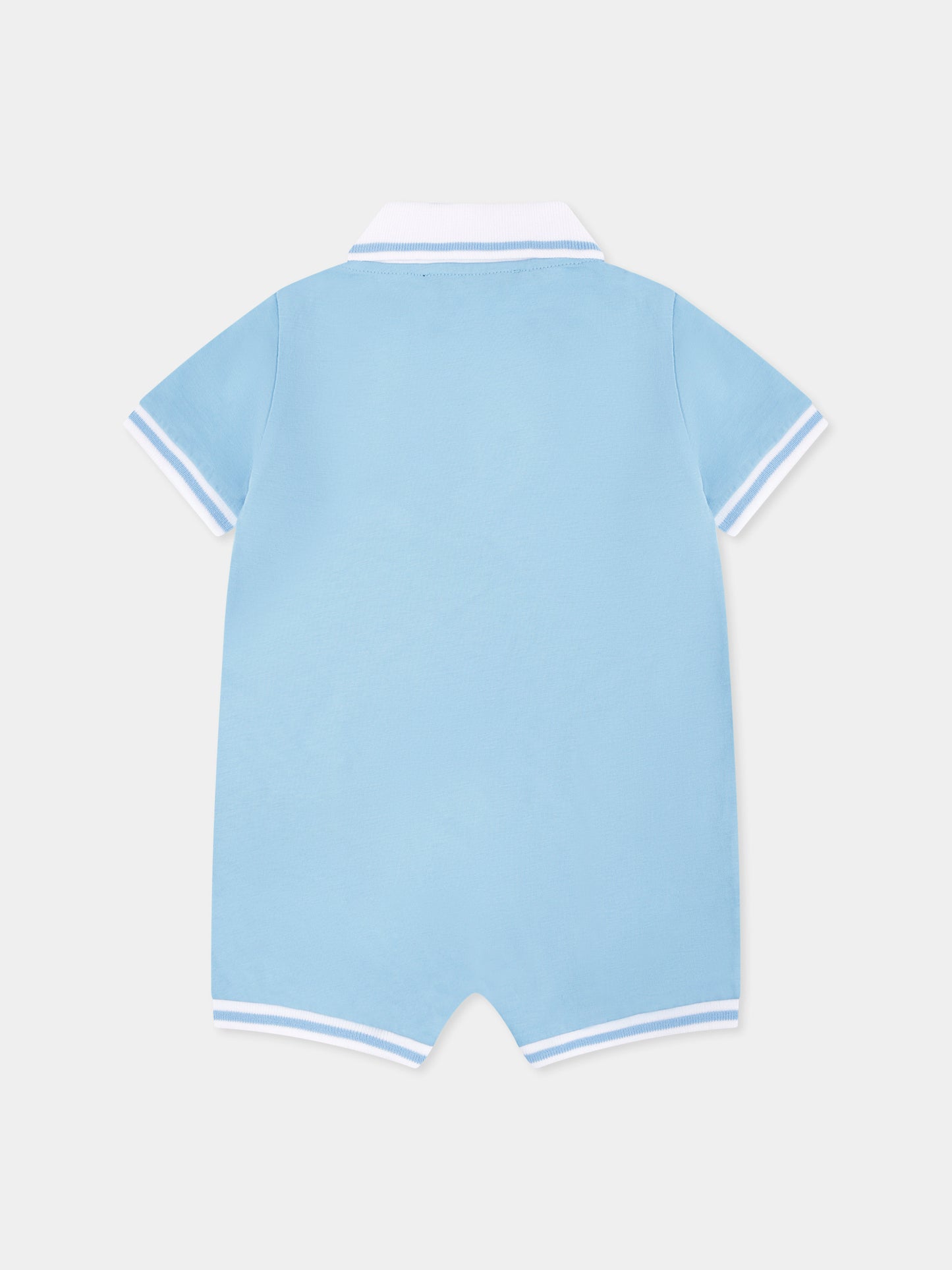 Pagliaccetto celeste per neonato con logo,Balmain Kids,BWA52B Z0116 678NE