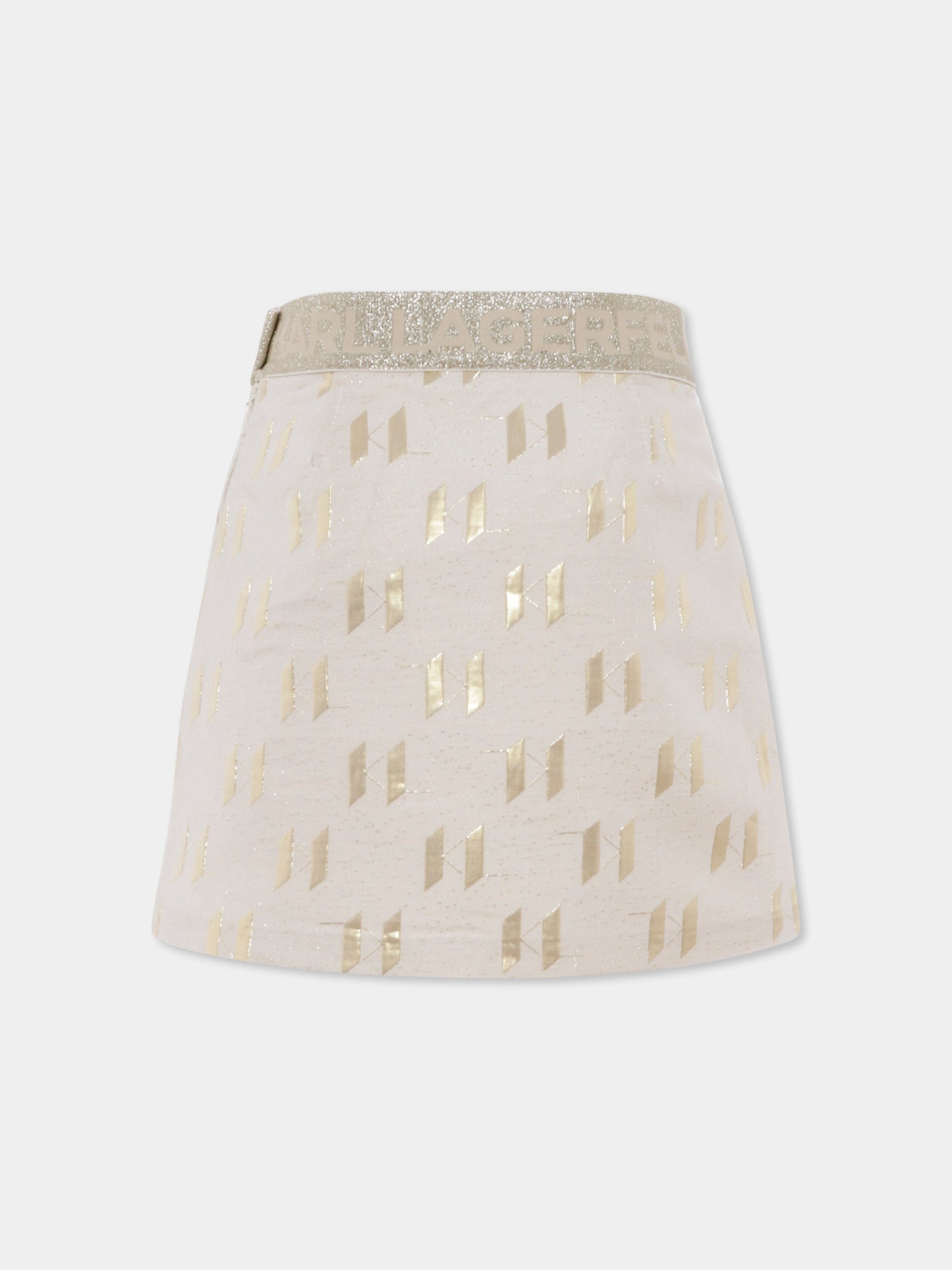 Gonna avorio per bambina con logo all over,Karl Lagerfeld Kids,Z30584 N81