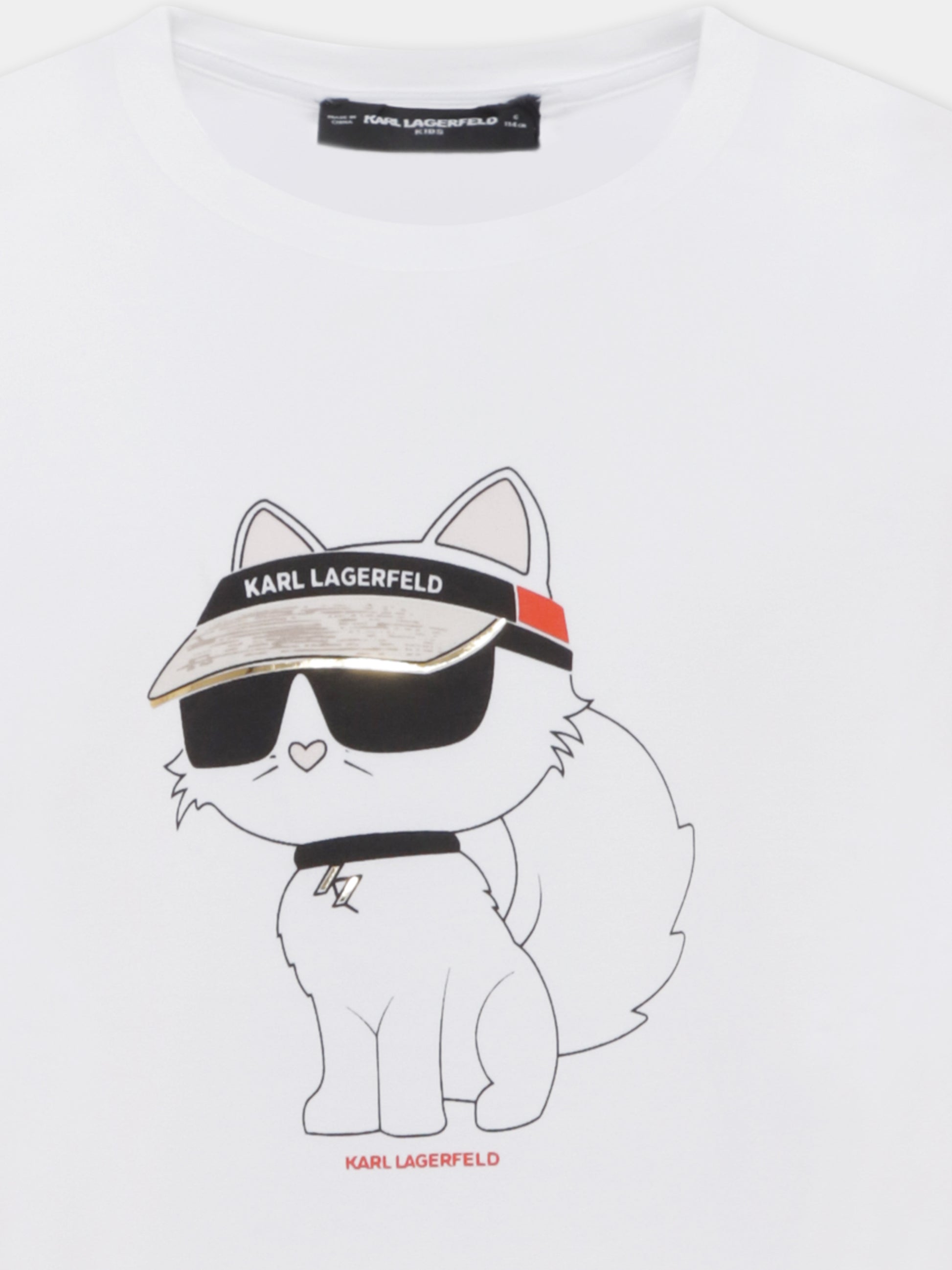 T-shirt bianca per bambina con Choupette,Karl Lagerfeld Kids,Z30492 10P
