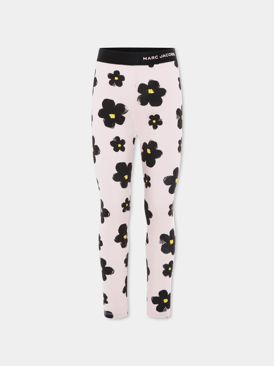 Leggings rosa per bambina con fiori all over,Marc Jacobs,W60467 475