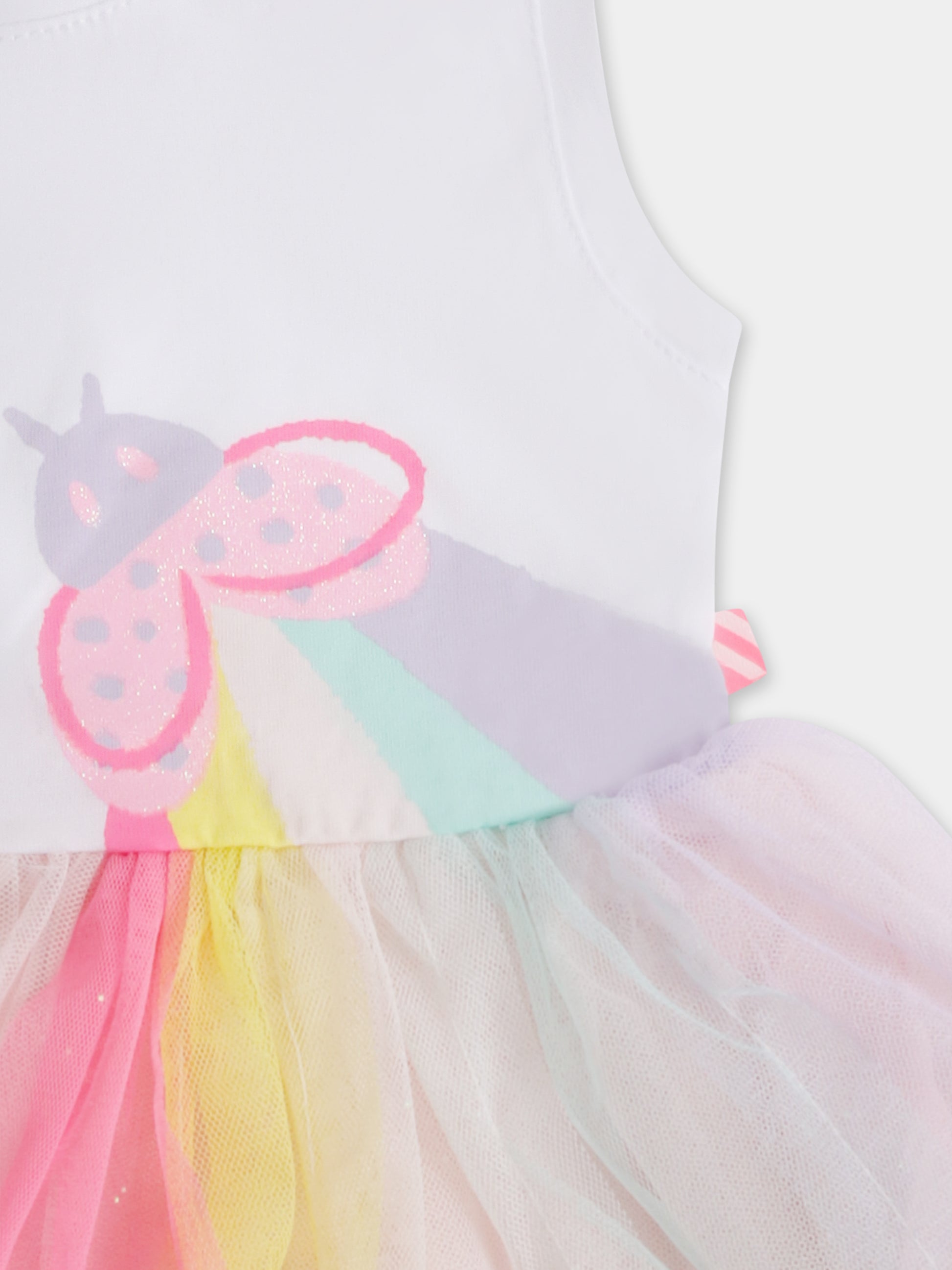 Vestito bianco per neonata con coccinella,Billieblush,U20817 N34