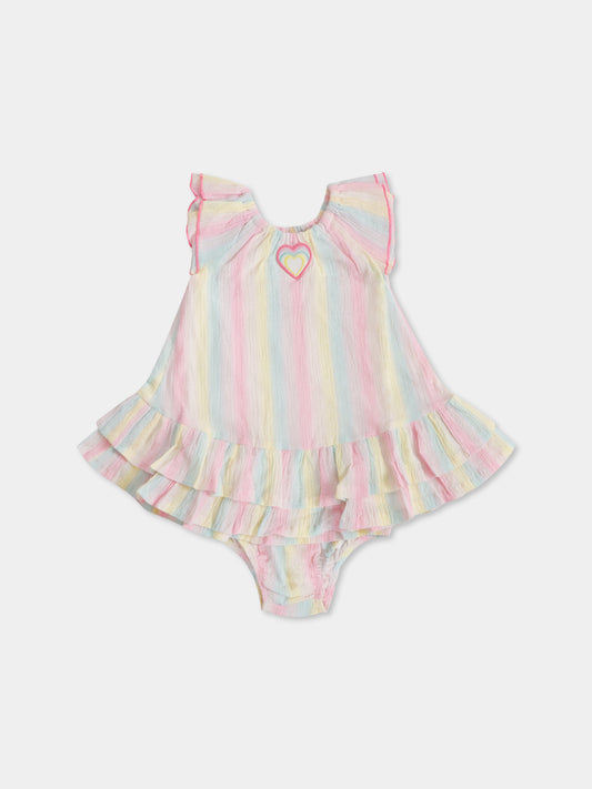 Vestito multicolor per neonata con cuore,Billieblush,U20820 Z41