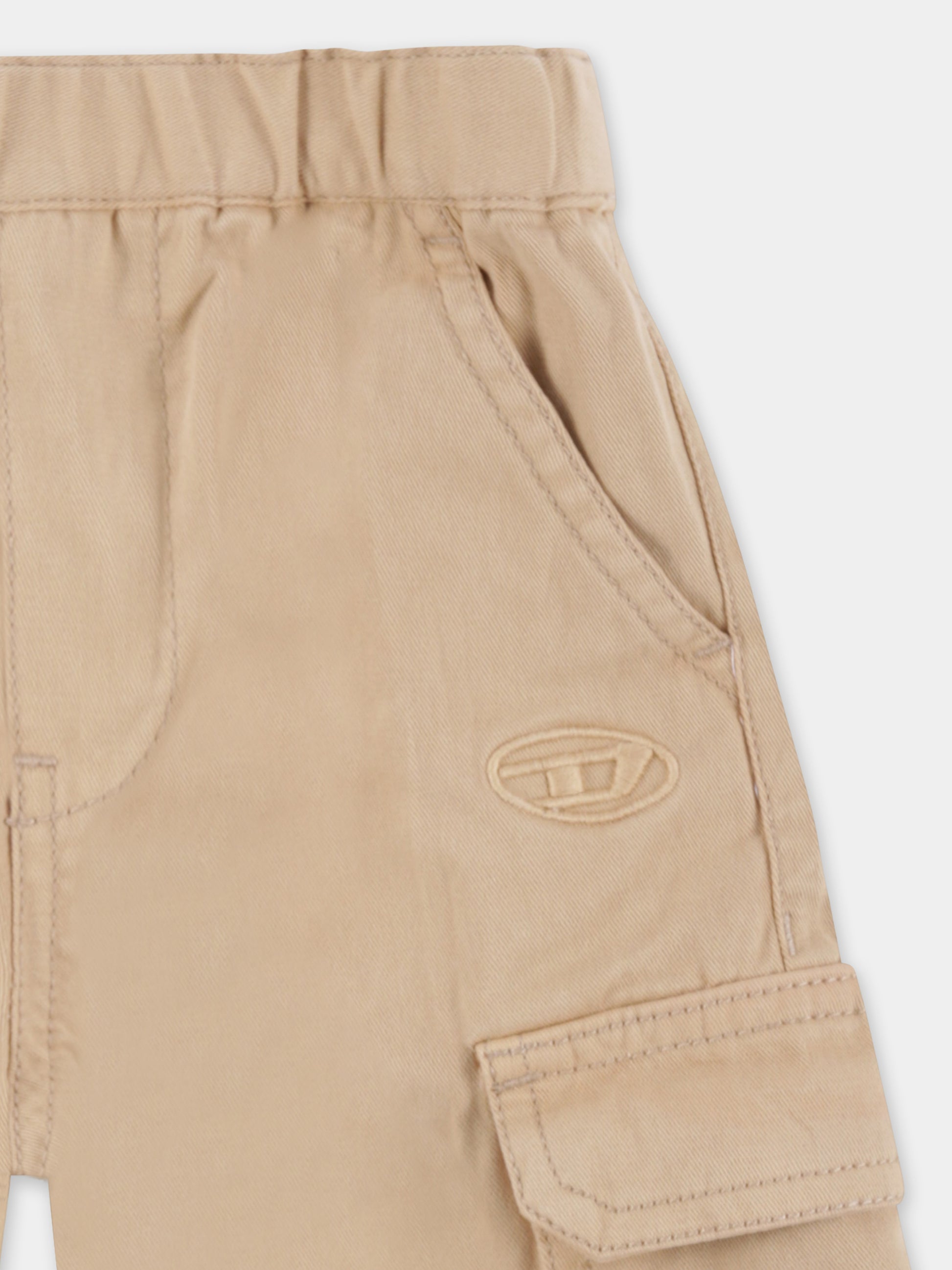 Pantaloni beige per neonata con logo,Diesel,K00603 KXBJ1 K744