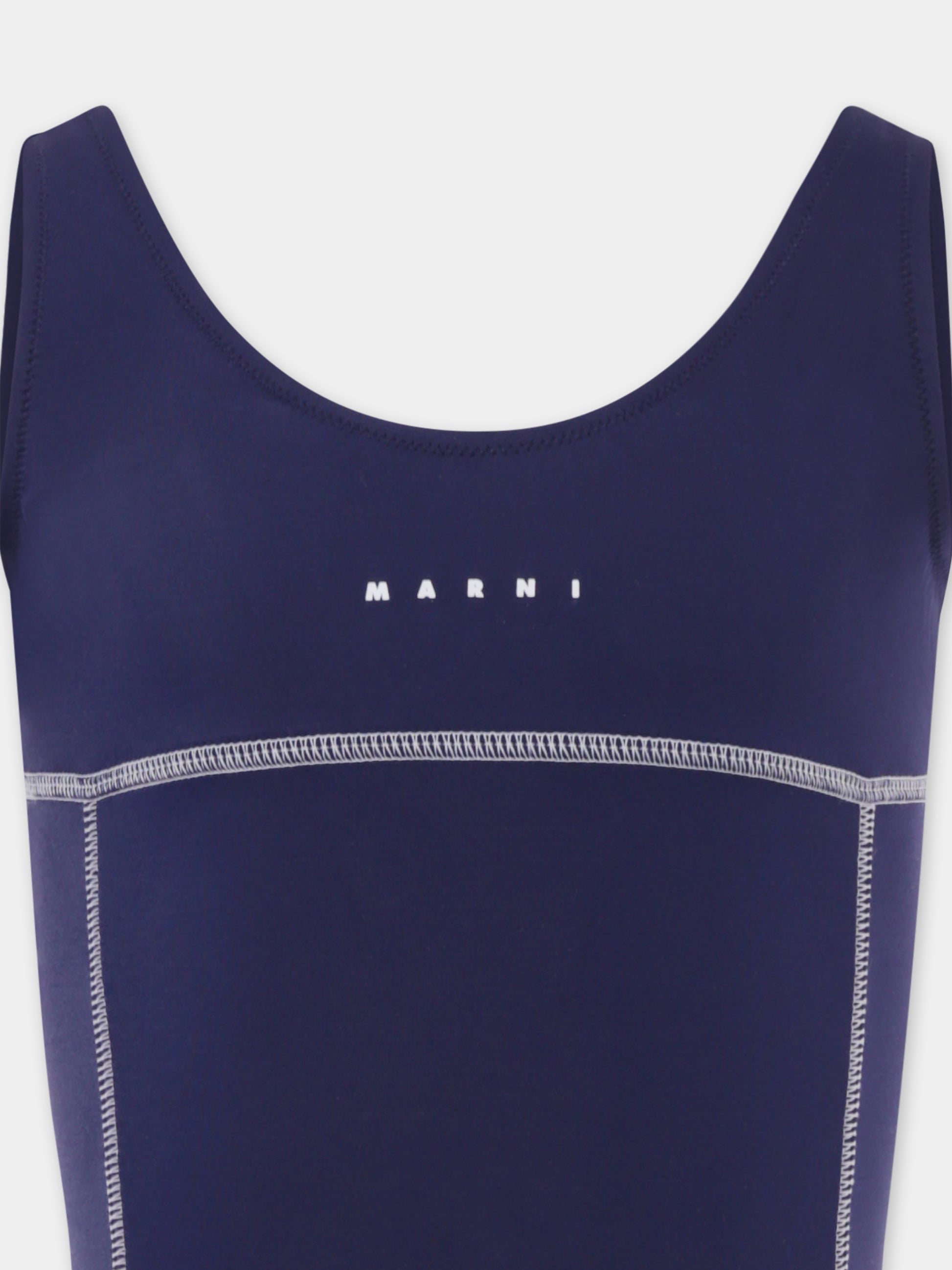 Costume intero blu per bambina con logo,Marni Kids,M01348 M00M2 0M803