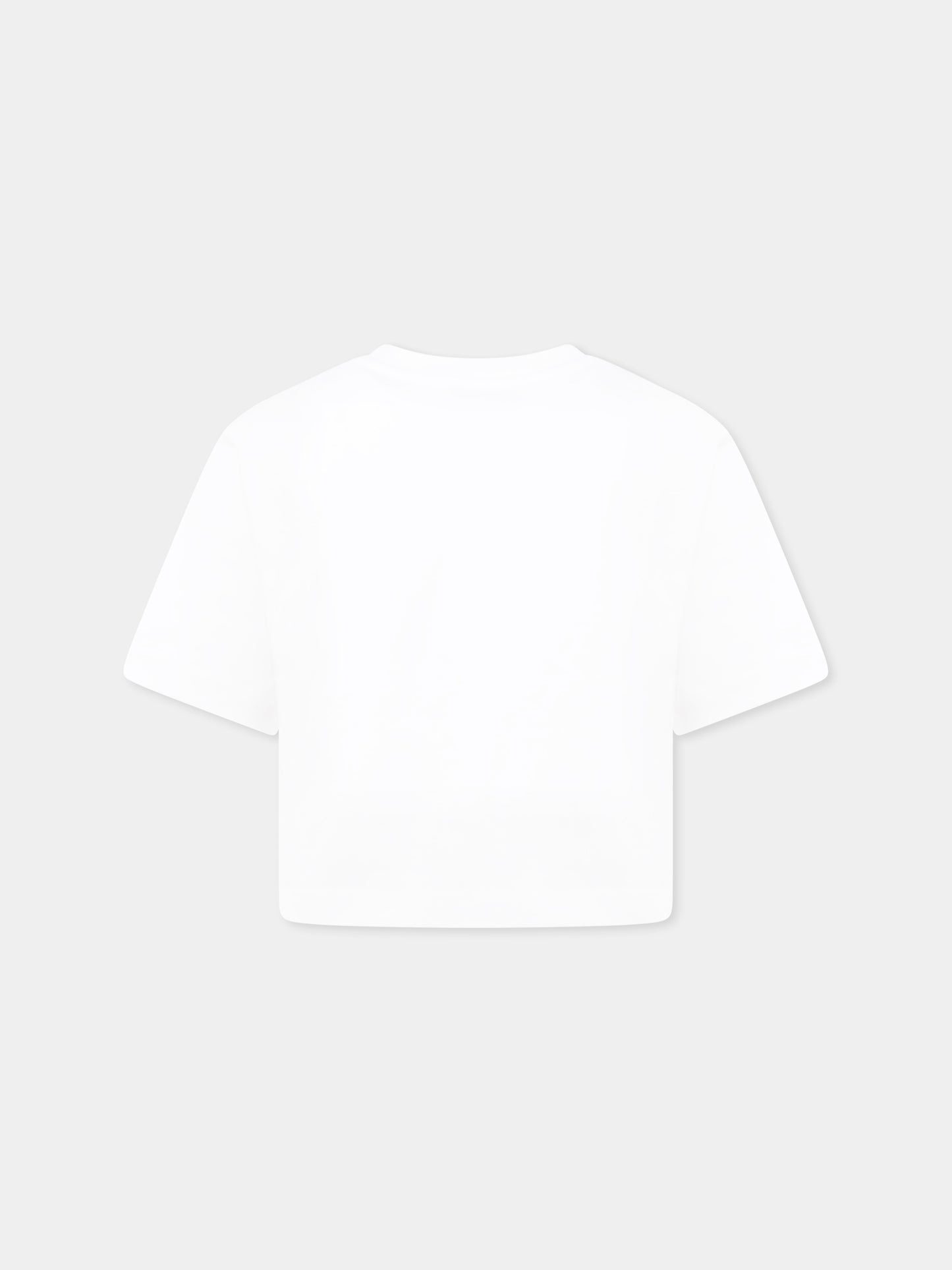 T-shirt crop bianca per bambina con logo,Mm6 Maison Margiela,M60806 MM04I M6100