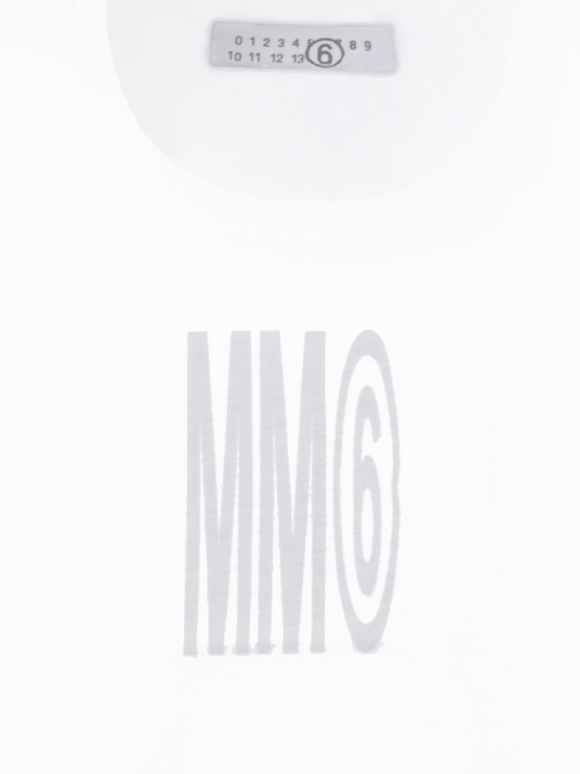 T-shirt crop bianca per bambina con logo,Mm6 Maison Margiela,M60806 MM04I M6100