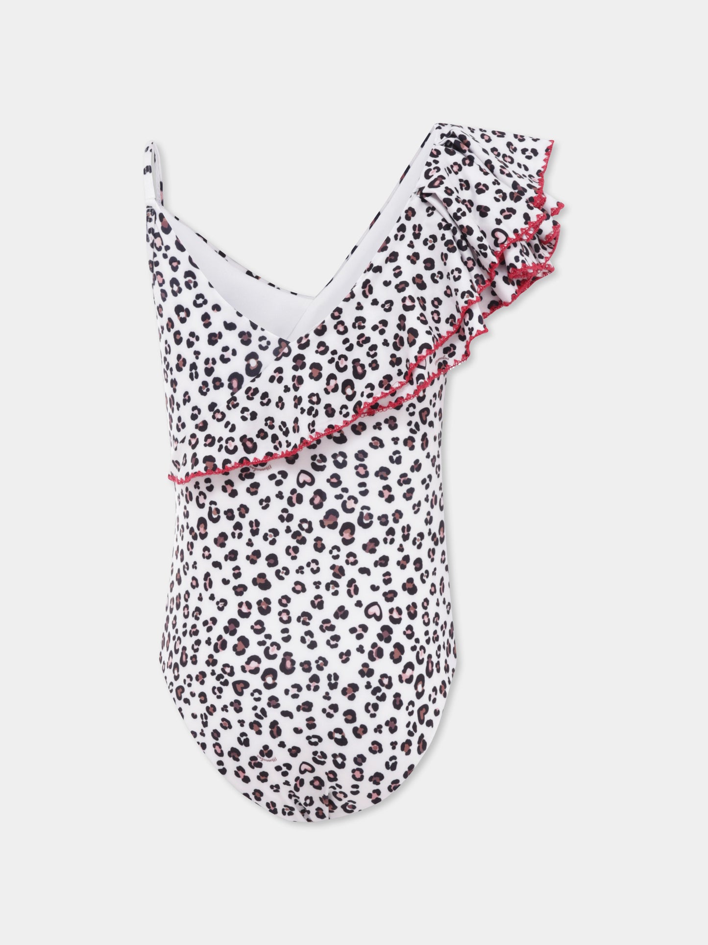 Costume intero beige per bambina con stampa animalier,Monnalisa,19E084 5771 0080