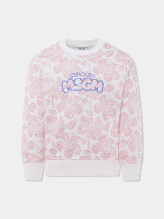 Pink sweatshirt for girl with logo
