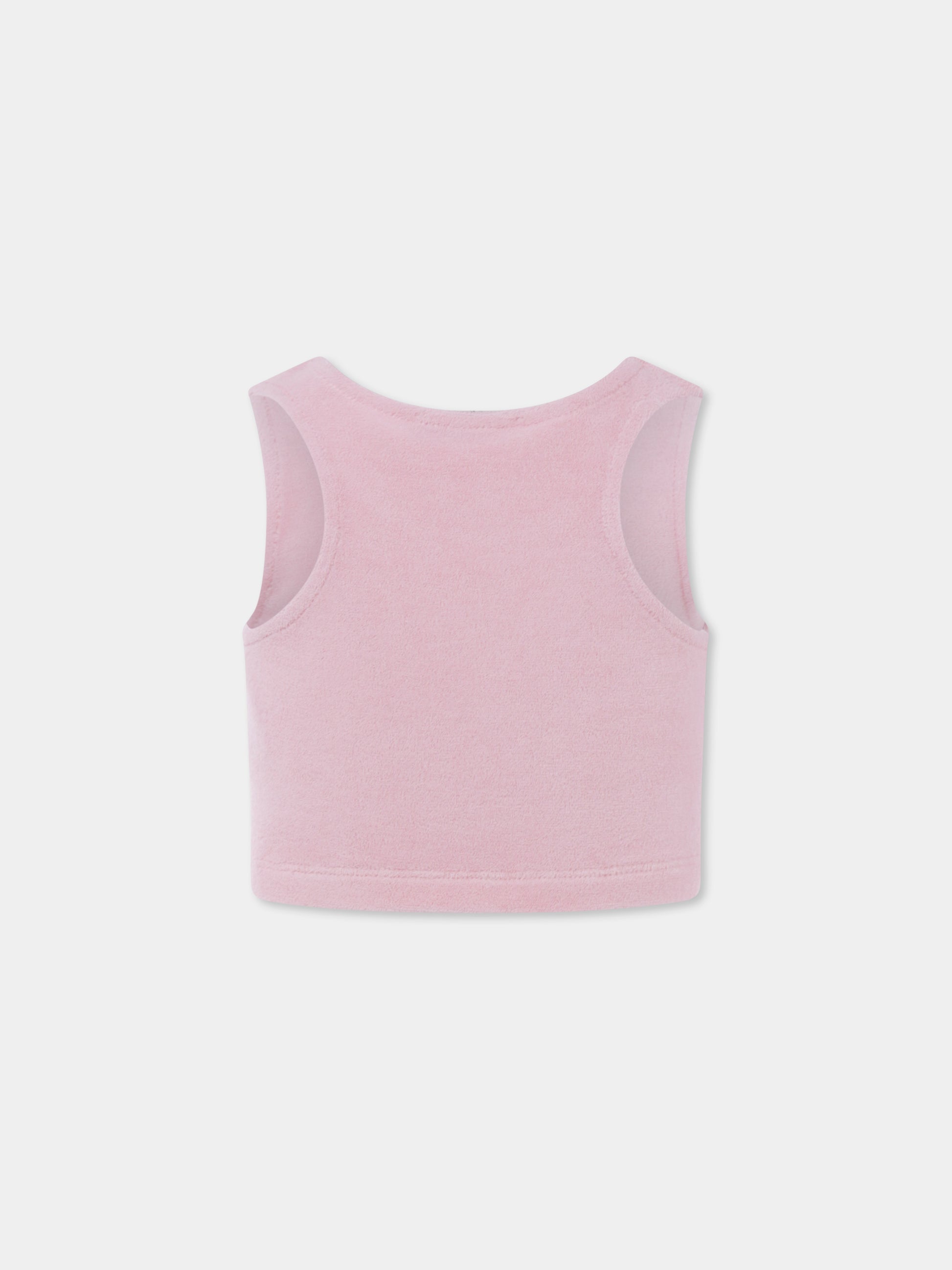 Top crop rosa per bambina con logo,Msgm Kids,S4MSJGTH164 042