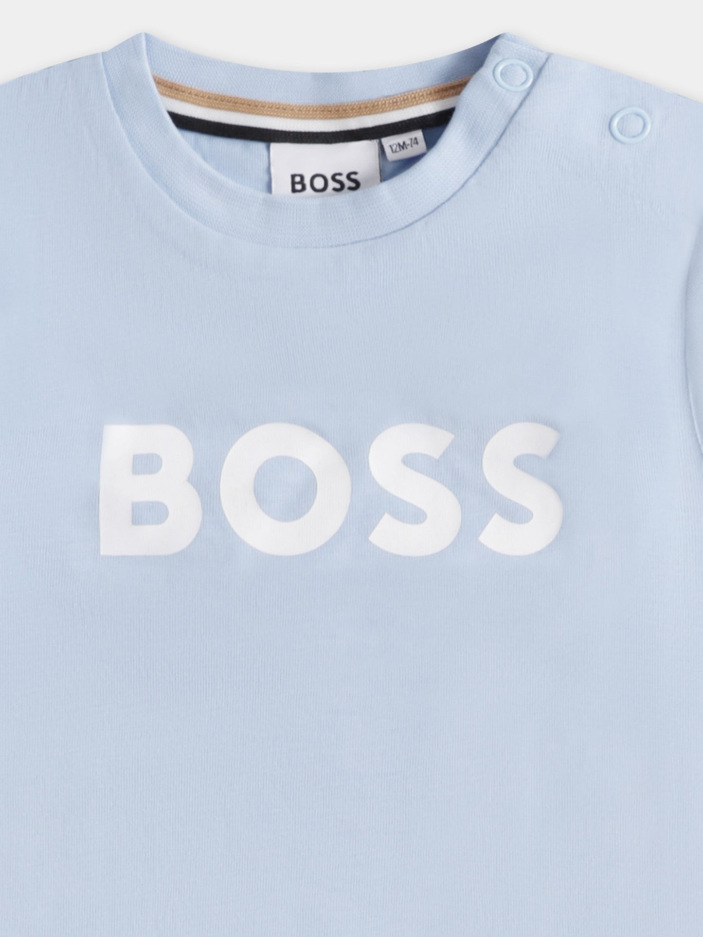 T-shirt celeste per neonato con logo,Boss,J50601 783