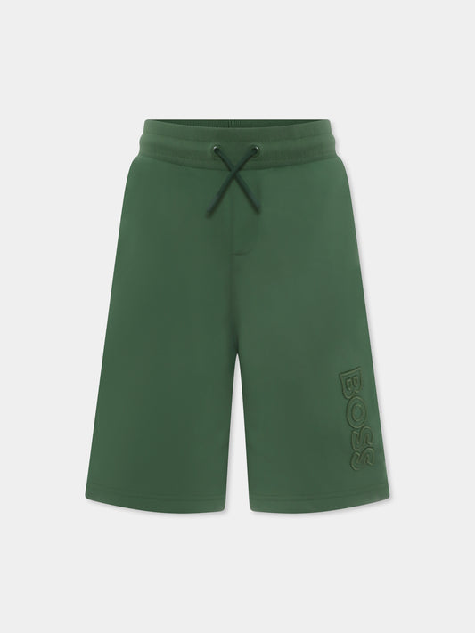 Shorts verdi per bambino con logo,Boss,J50685 651