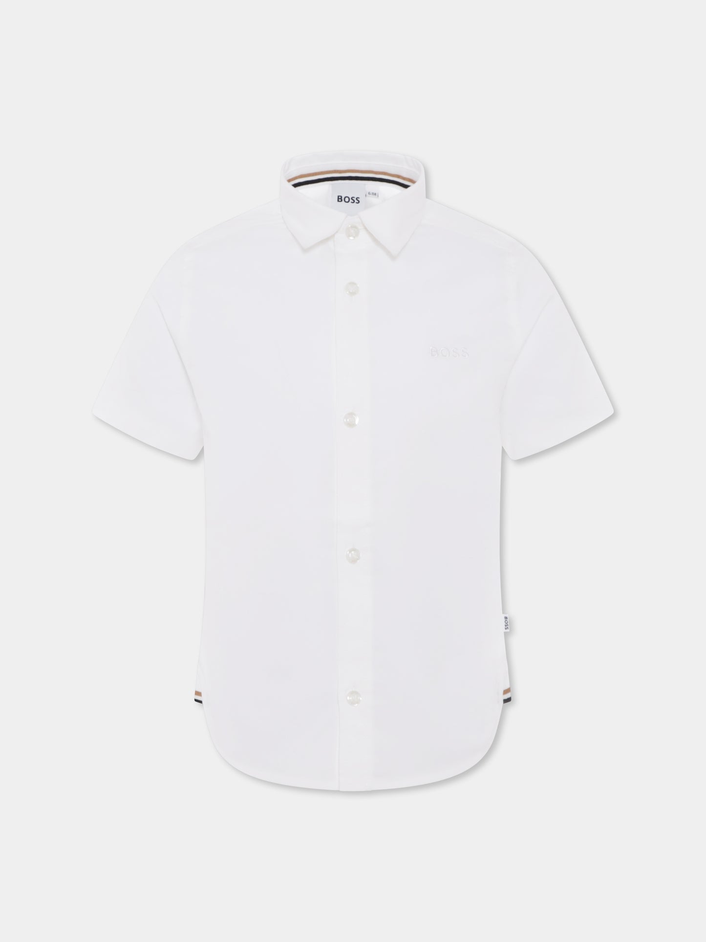 Camicia bianca per bambino con logo,Boss,J50696 10P