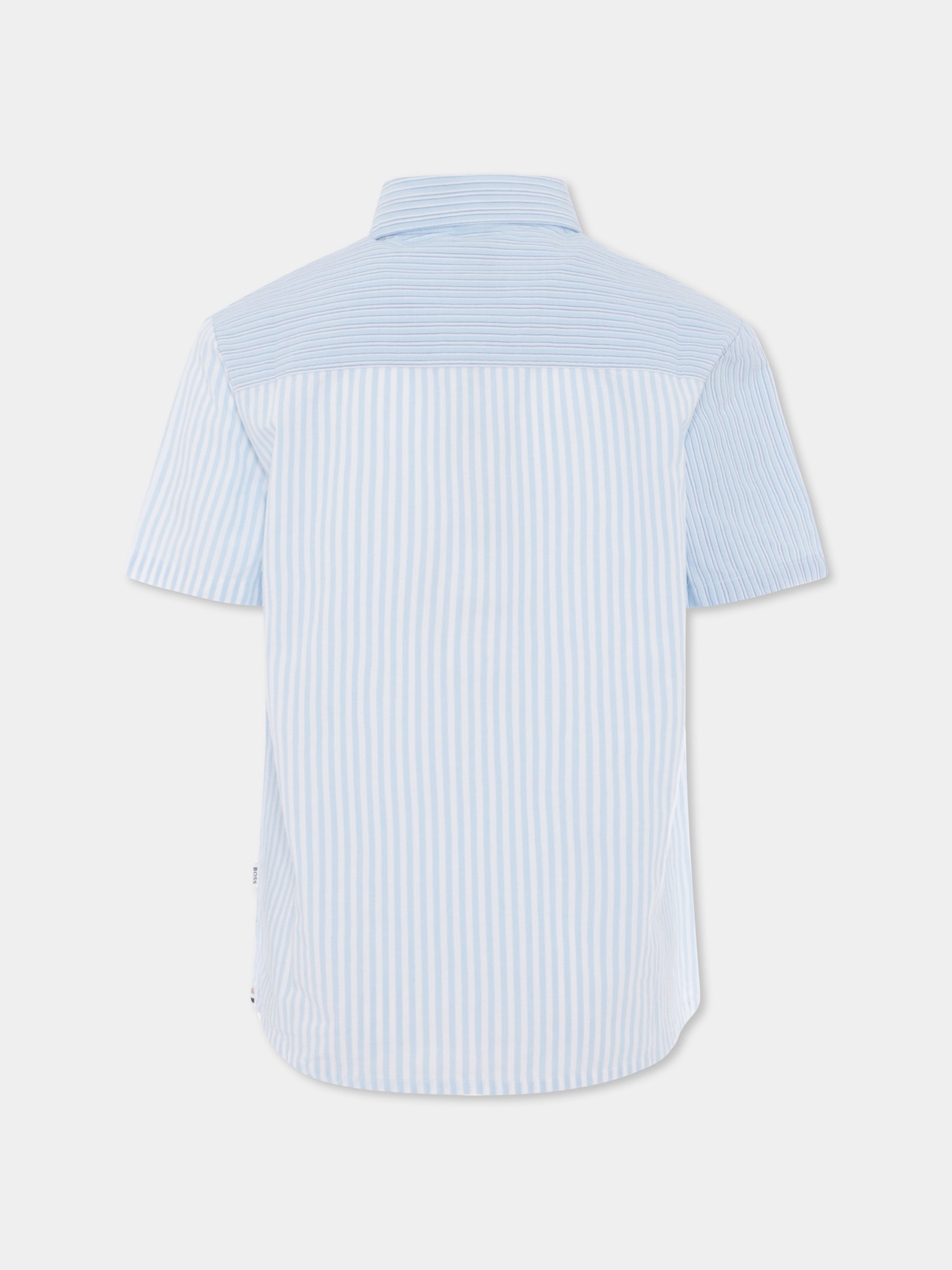 Camicia celeste per bambino con logo,Boss,J50698 10P