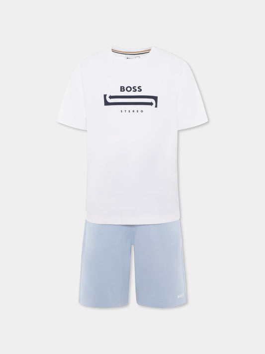 Completo bianco per bambino con logo,Boss,J50748 10P