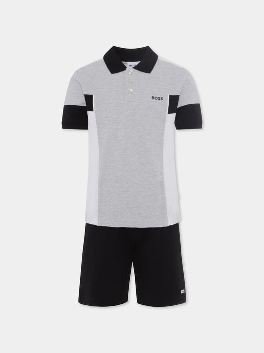 Completo grigio per bambino con logo,Boss,J50753 A32