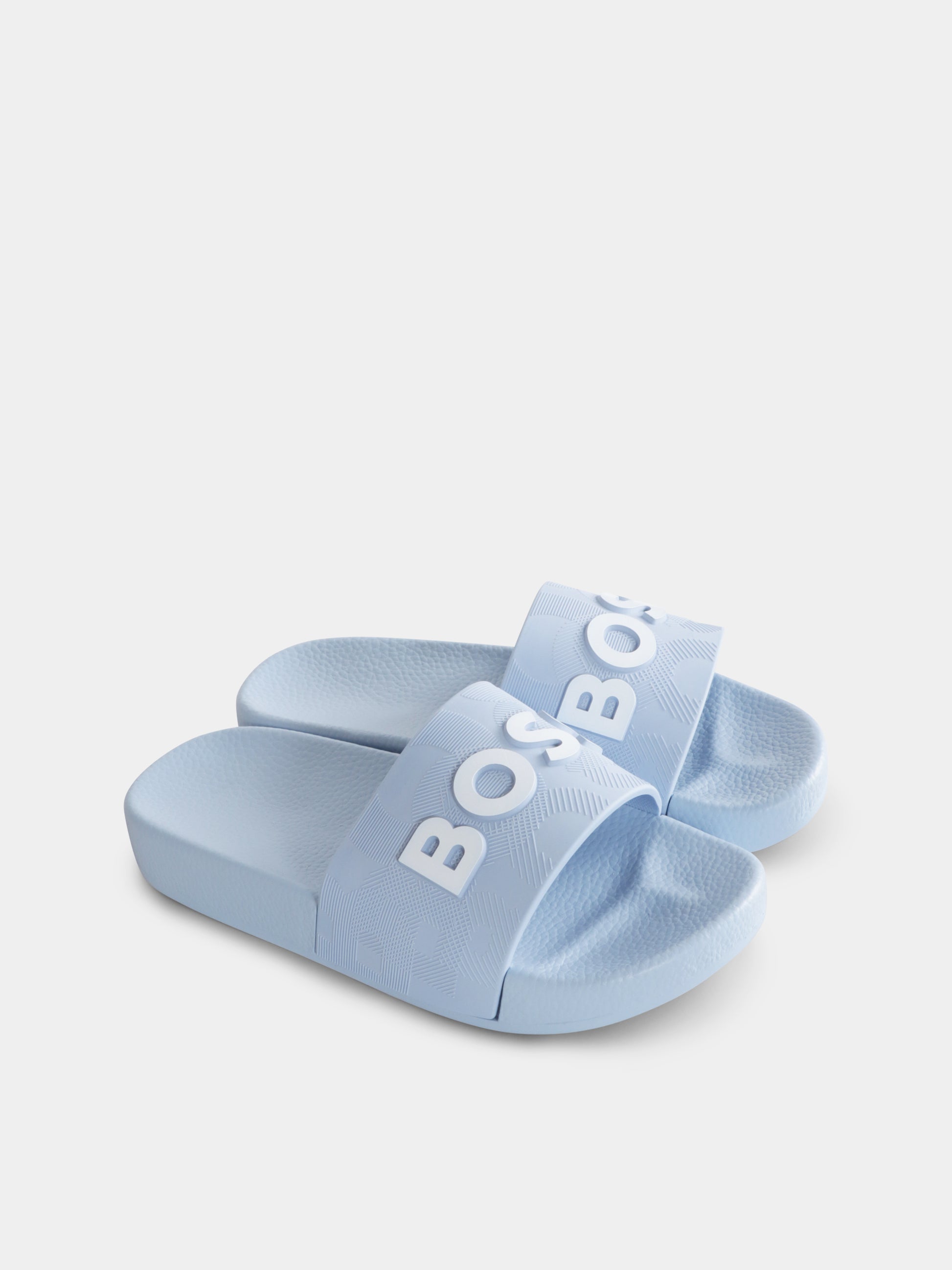 Ciabatte celesti per bambino con logo,Boss,J50879 783