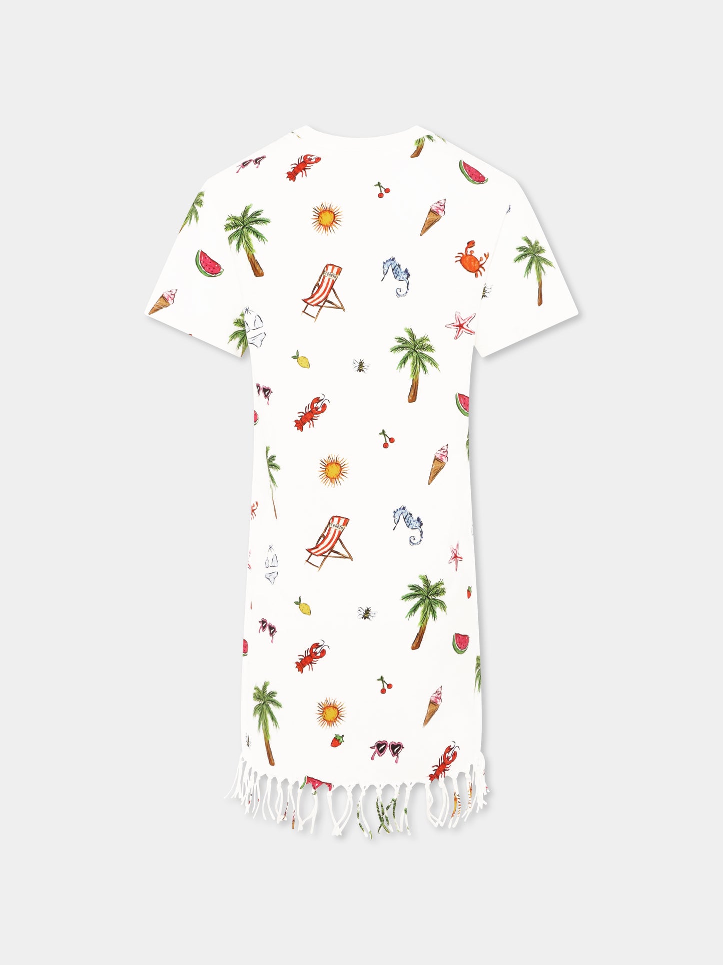 White dress for girl with summer print