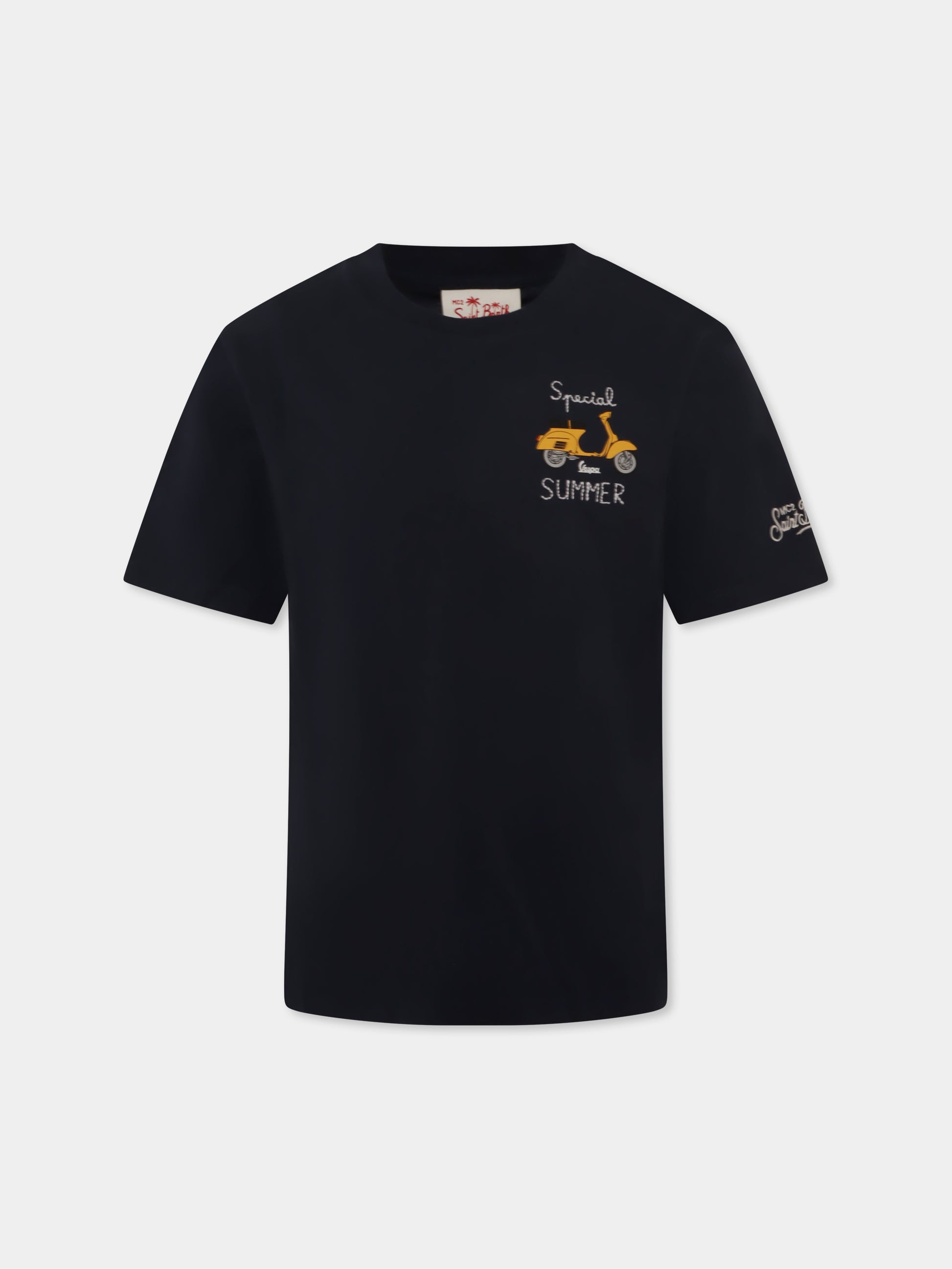 T-shirt blu per bambino con stampa Vespa,Mc2 Saint Barth,TSH0001 02646H
