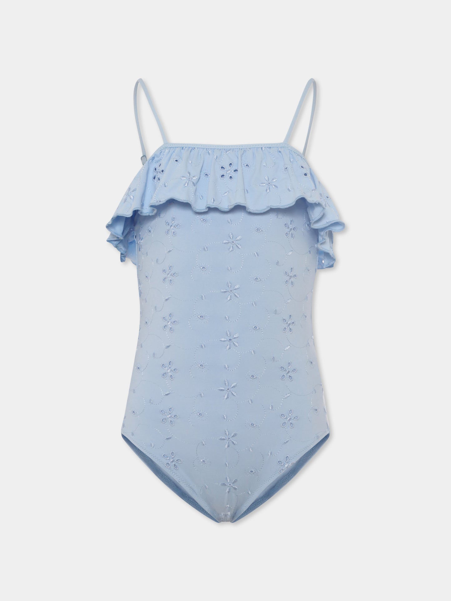 Costume intero celeste per bambina con fiori,Mc2 Saint Barth,BRIE001 01218H