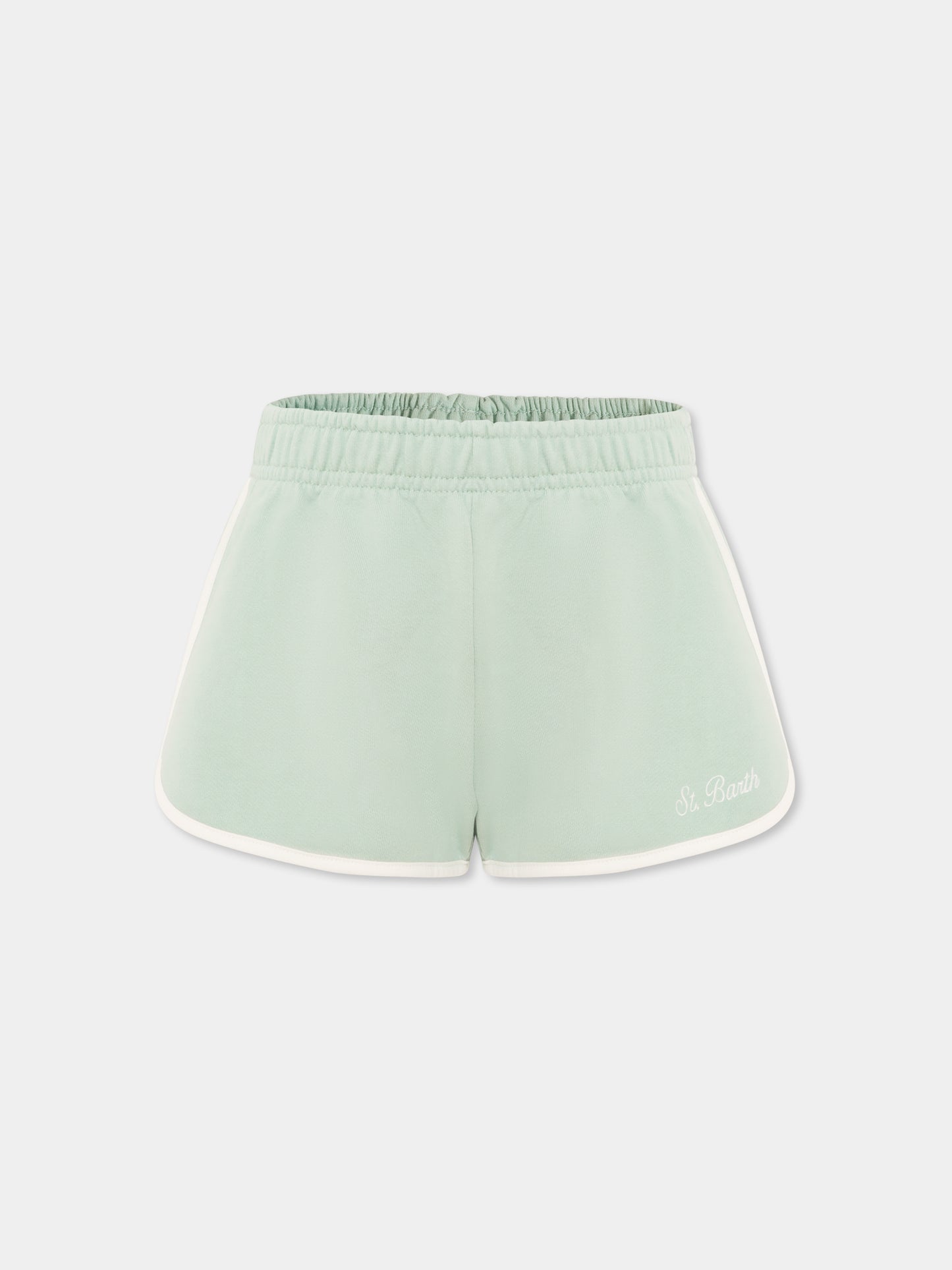 Green shorts for girl with logo