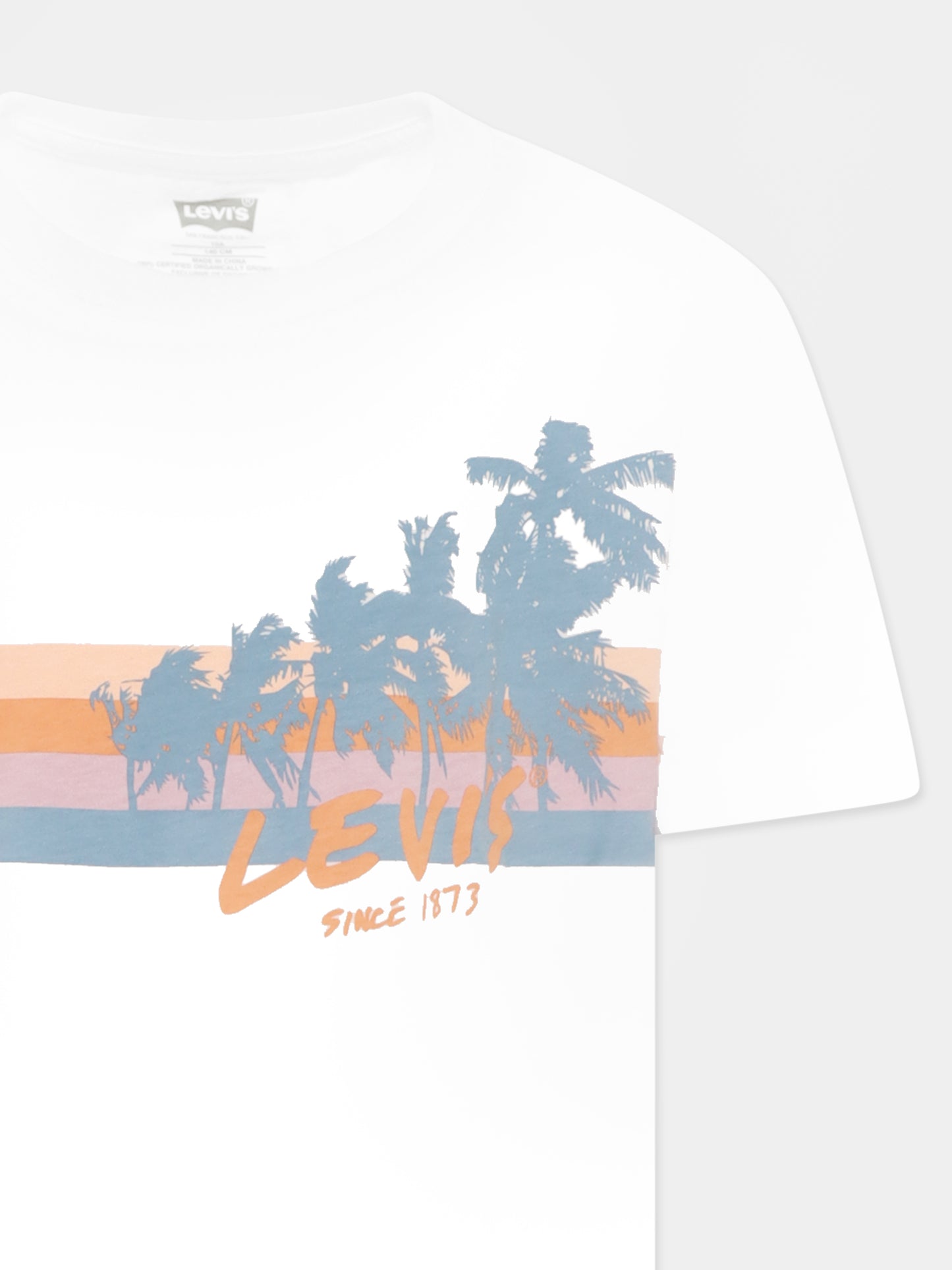 White t-shirt for kids with palm tree